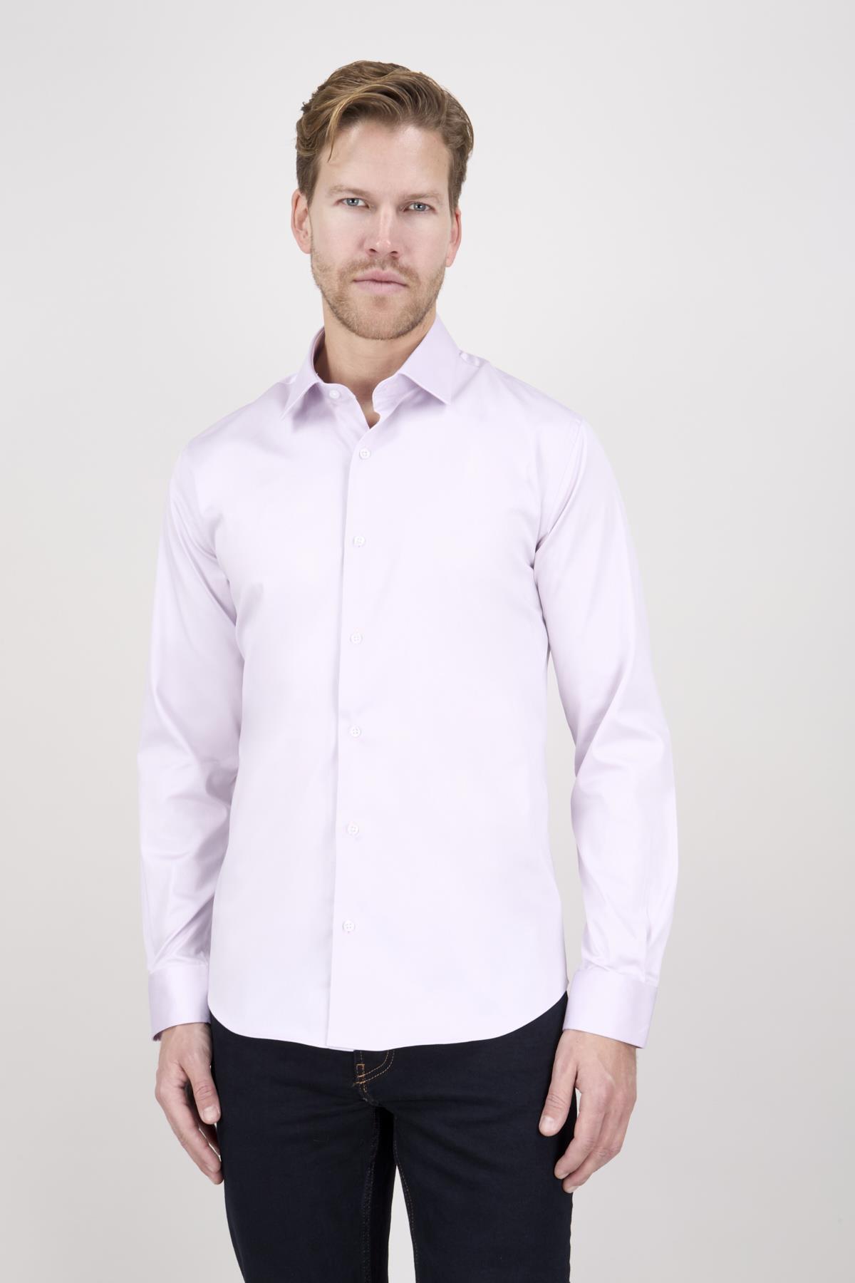 Erkek Slim Fit Lila Gömlek