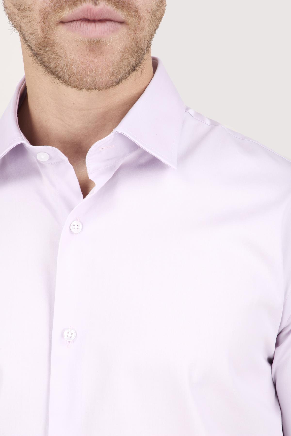 Erkek Slim Fit Lila Gömlek