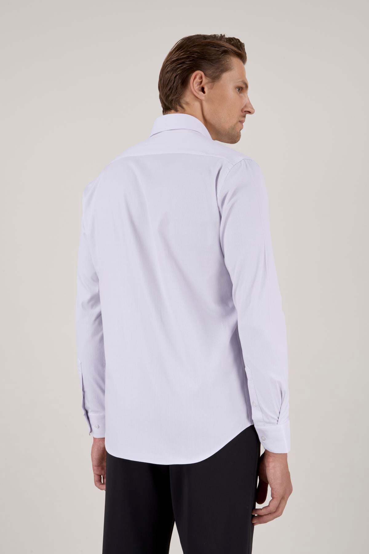 Erkek Slim Fit Lila Gömlek