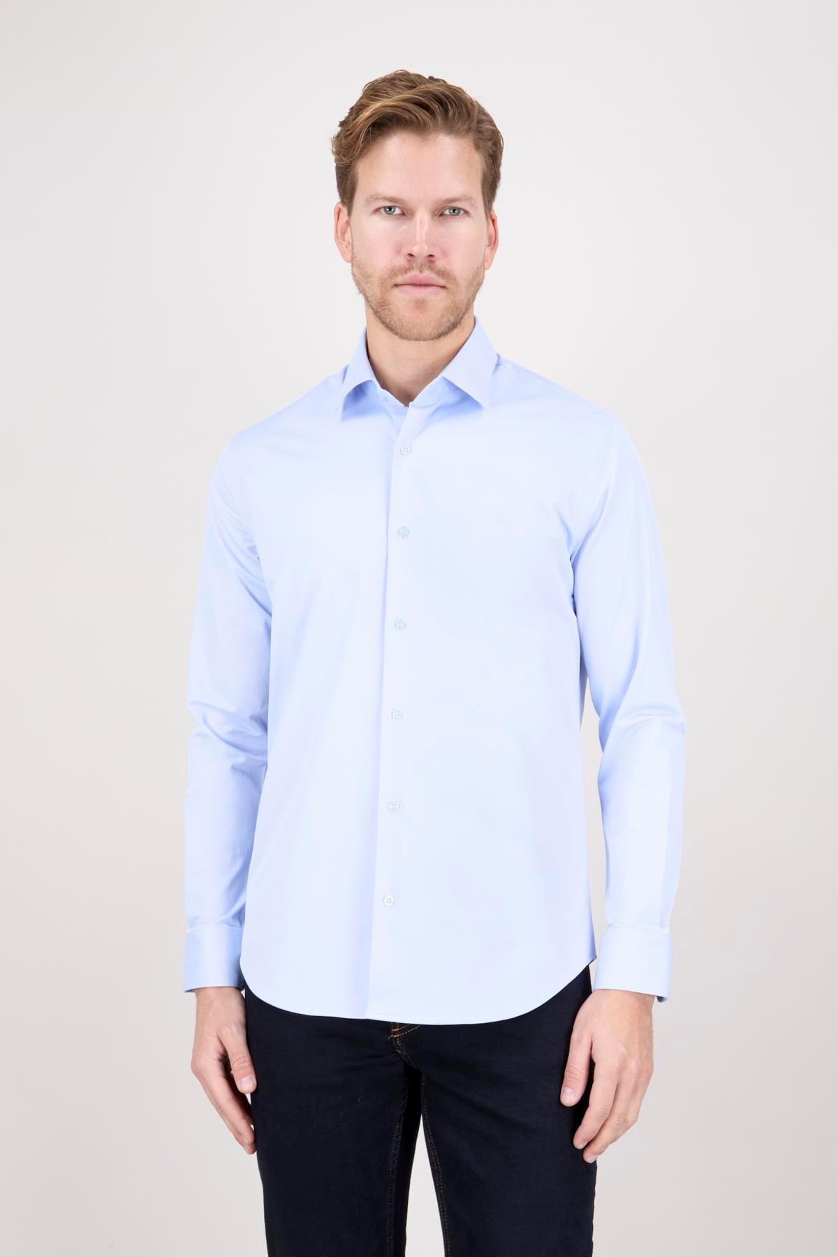 Erkek Slim Fit Mavi Gömlek