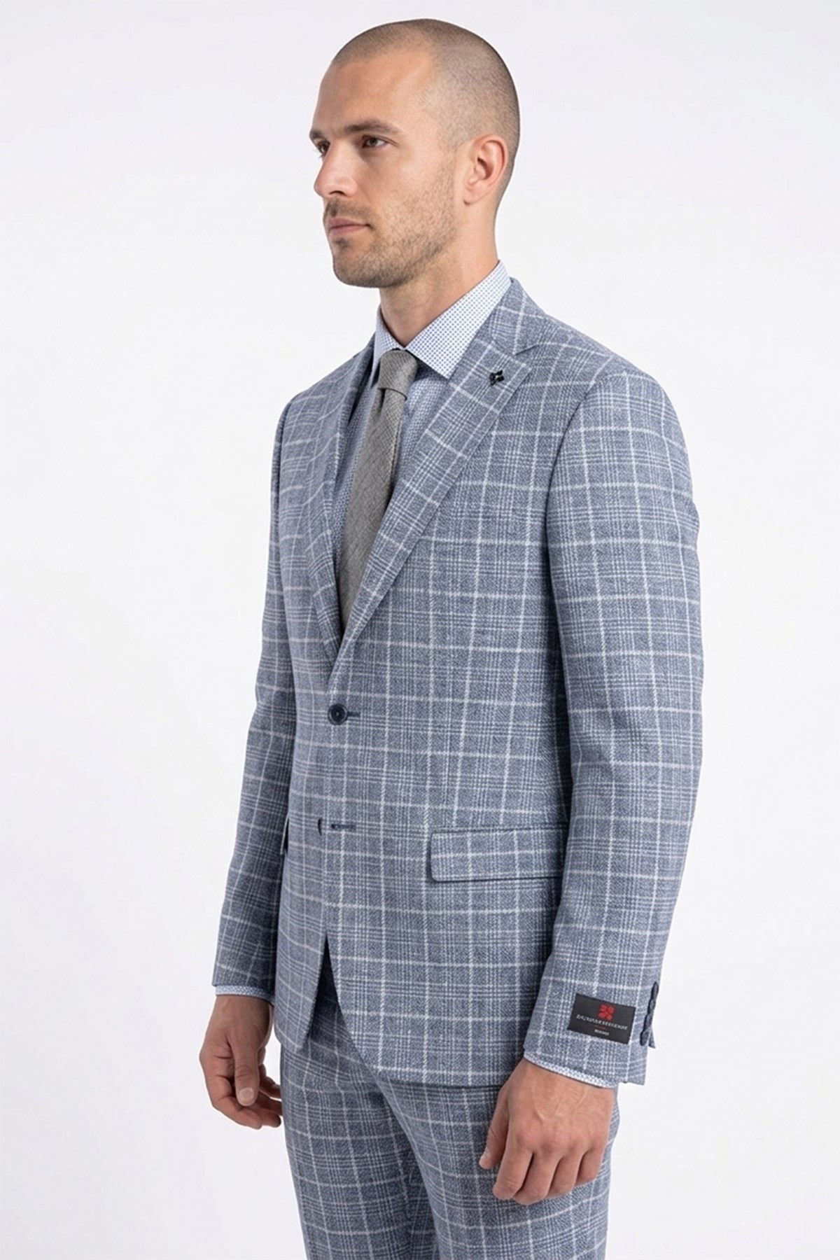 Erkek Slim Fit Mono Yaka Açık Lacivert Yarım Astar Ceket