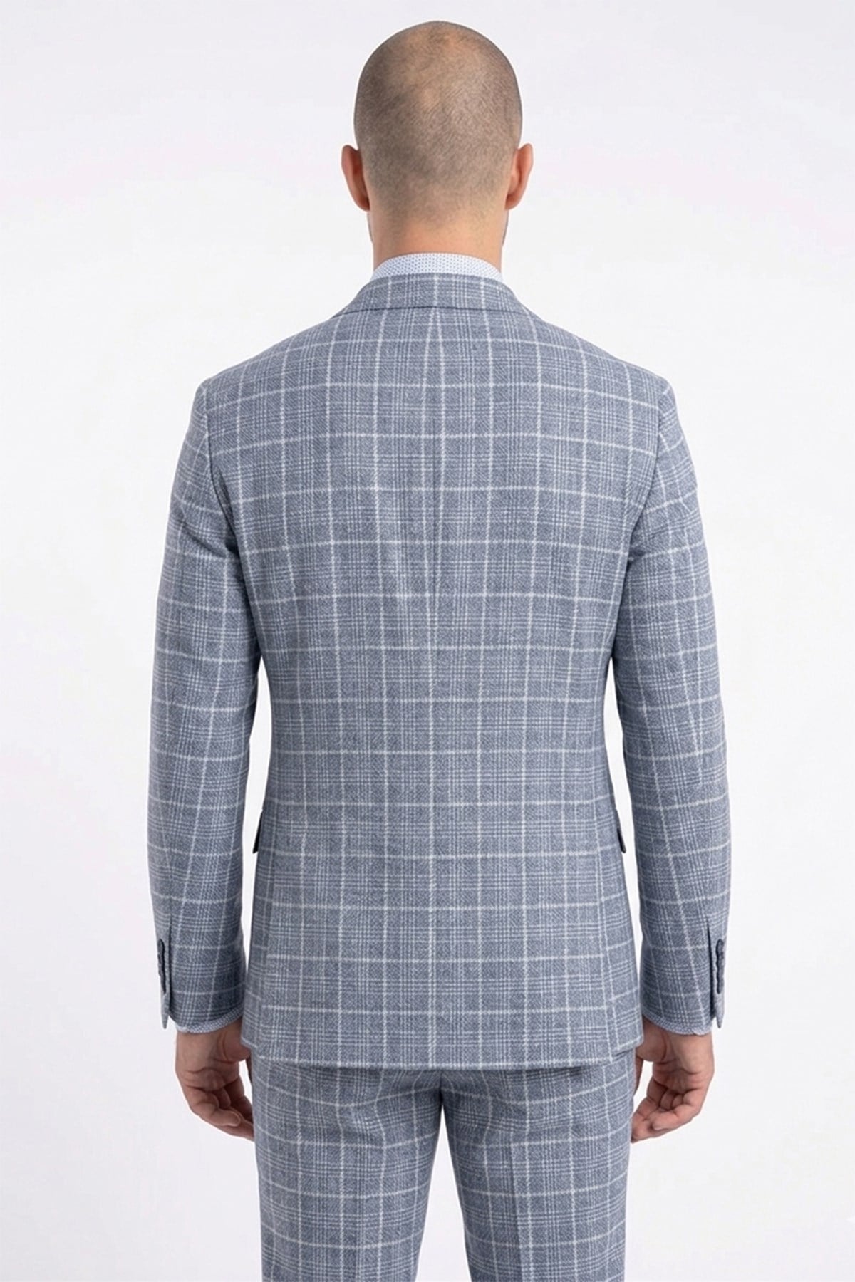 Erkek Slim Fit Mono Yaka Açık Lacivert Yarım Astar Ceket