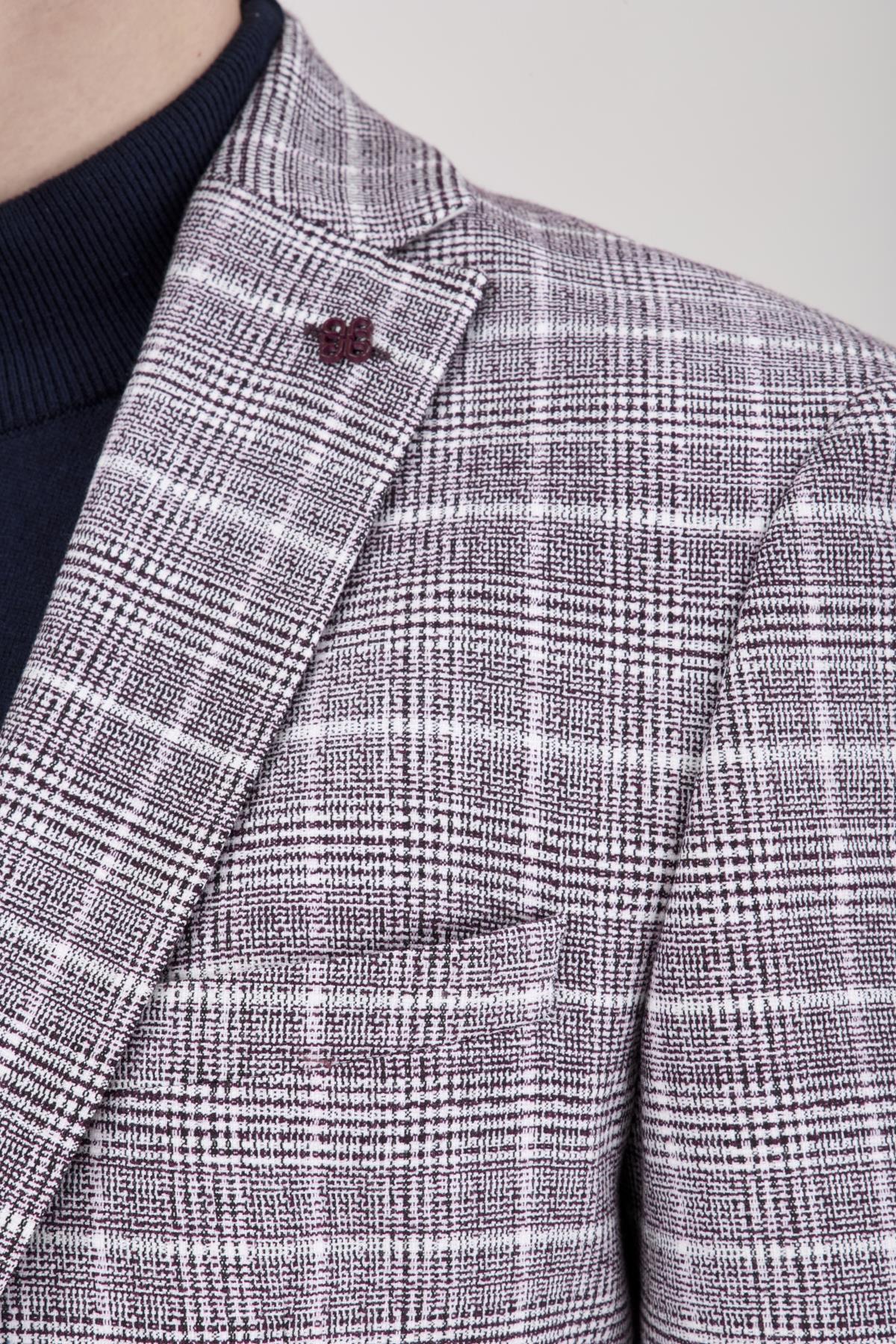 Erkek Slim Fit Mono Yaka Bordo Yarım Astar Ceket