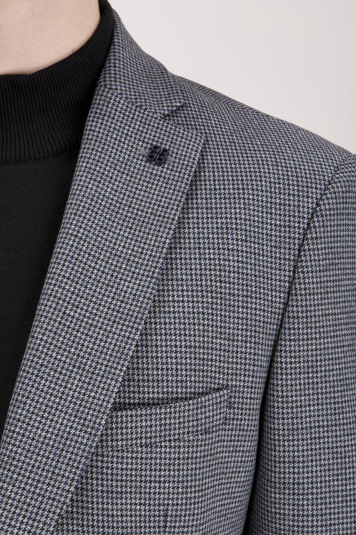 Erkek Slim Fit Mono Yaka Gri Ceket