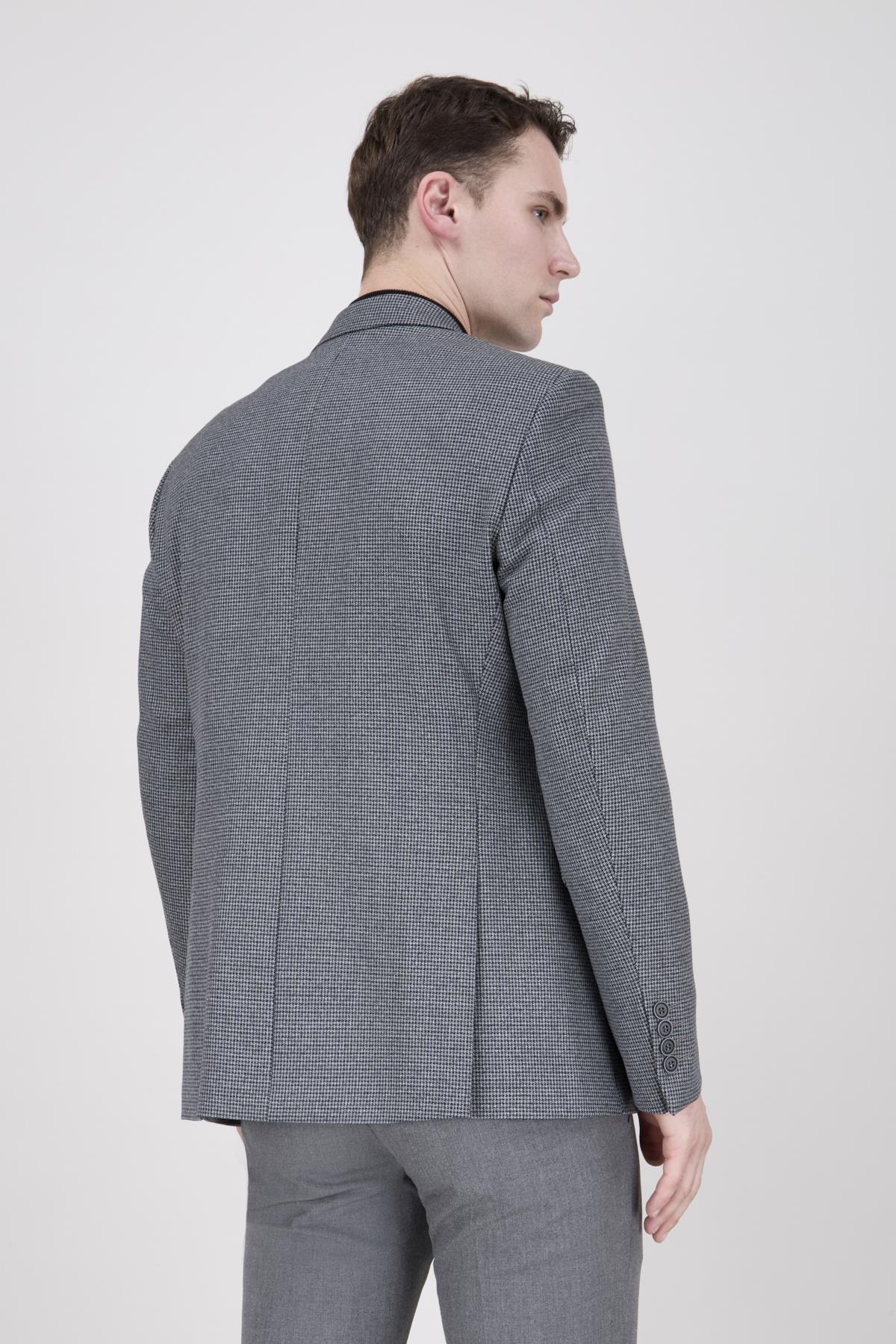 Erkek Slim Fit Mono Yaka Gri Ceket