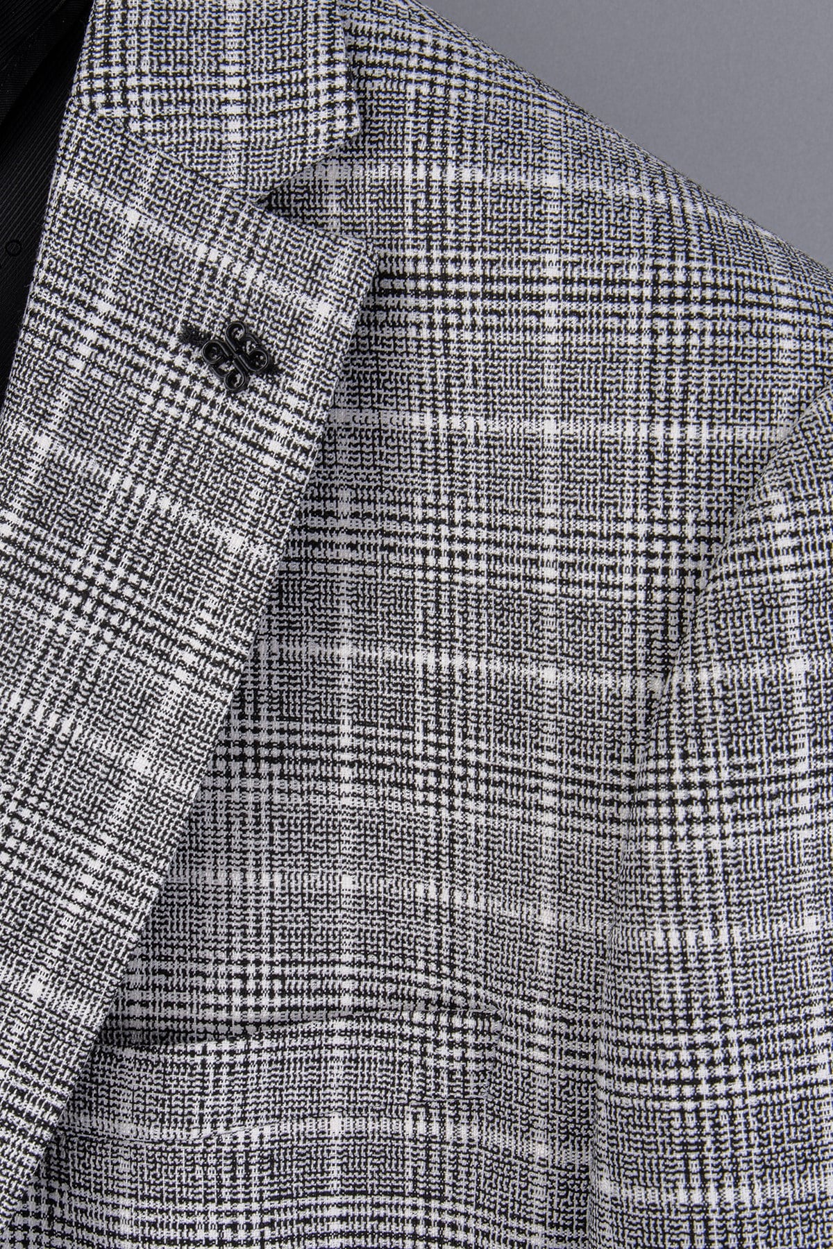 Erkek Slim Fit Mono Yaka Gri Yarım Astar Ceket