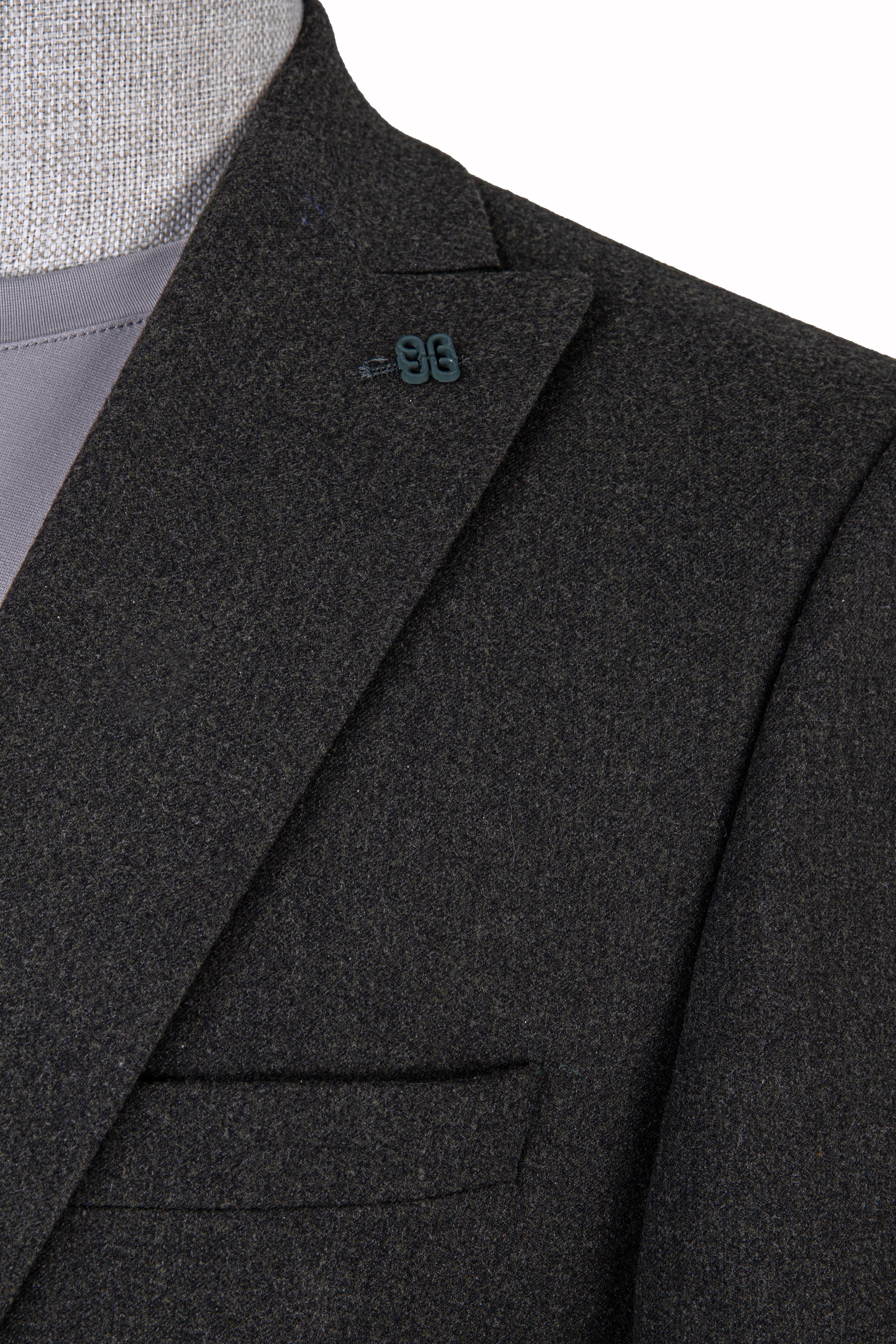 Erkek Slim Fit Mono Yaka Haki Ceket