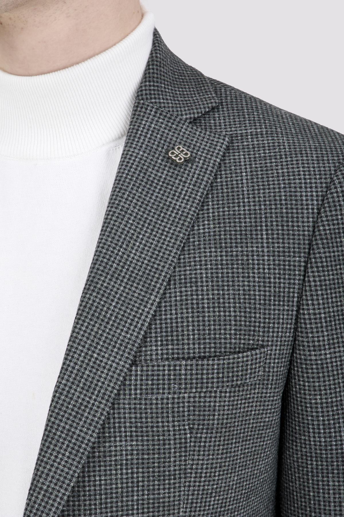 Erkek Slim Fit Mono Yaka Koyu Yeşil Ceket