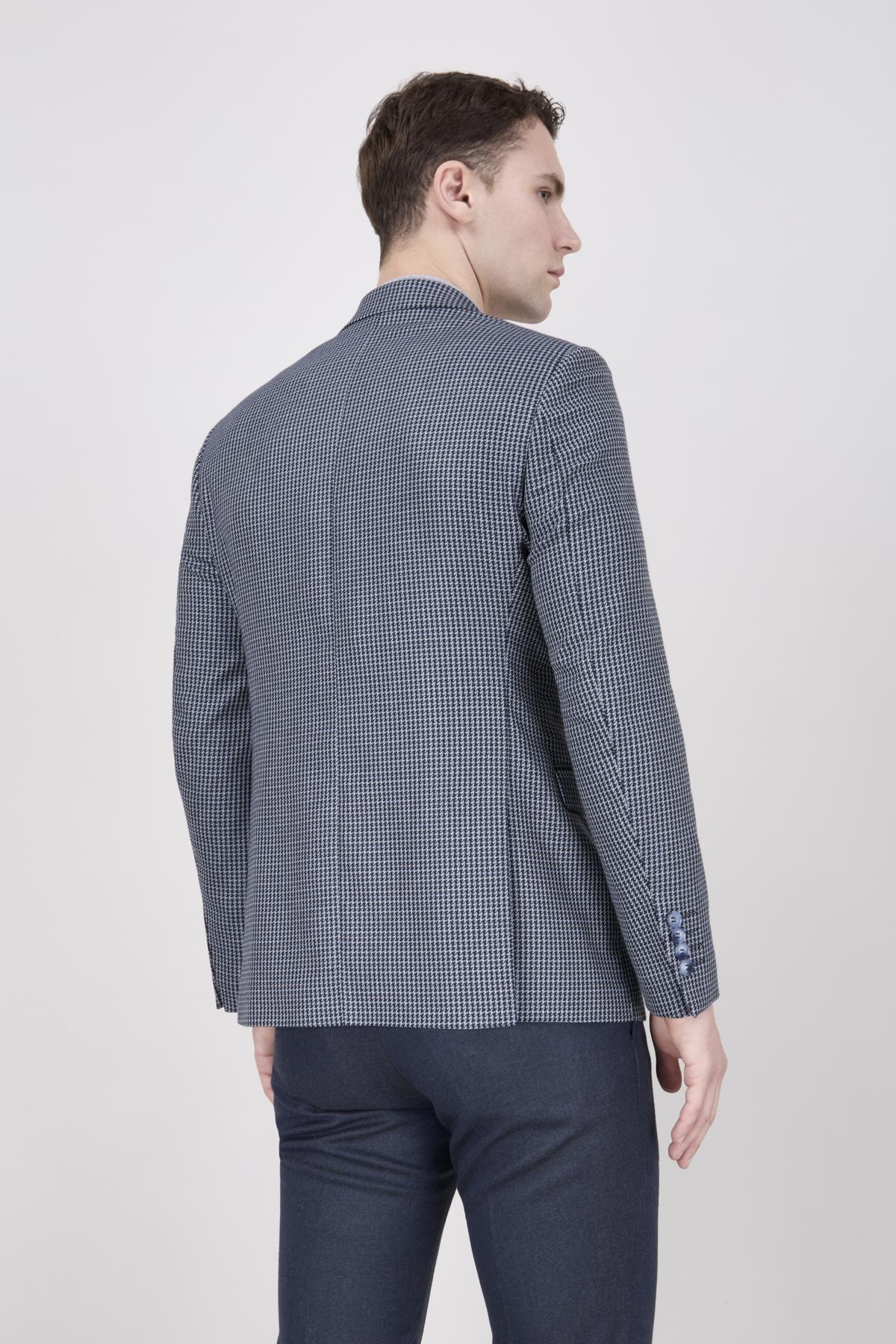 Erkek Slim Fit Mono Yaka Lacivert Ceket