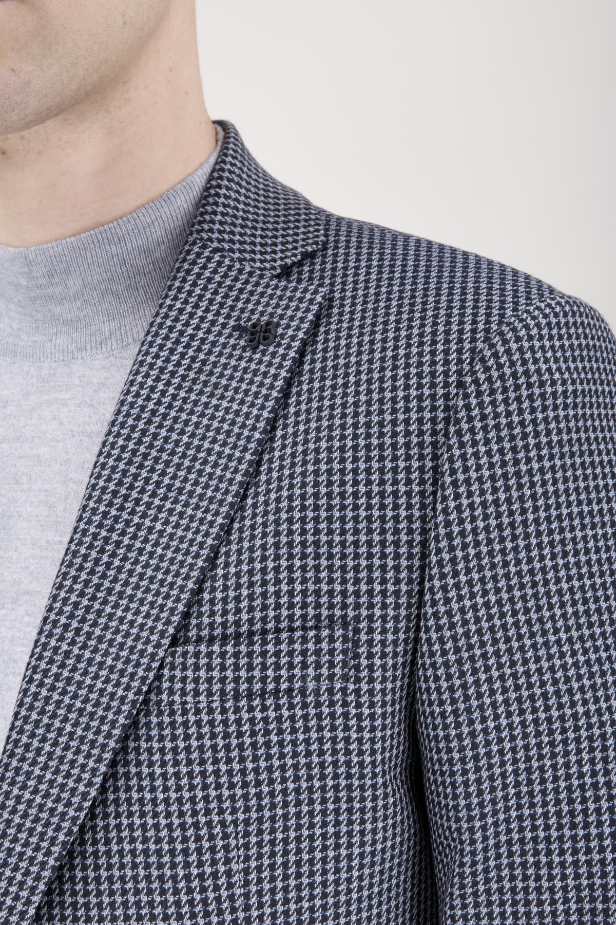 Erkek Slim Fit Mono Yaka Lacivert Ceket