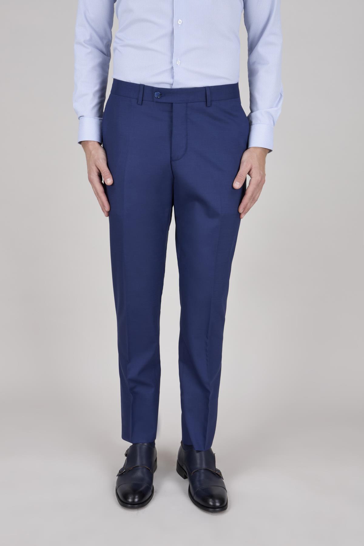Erkek Slim Fit Mono Yaka Parlement Yelekli Takım Elbise