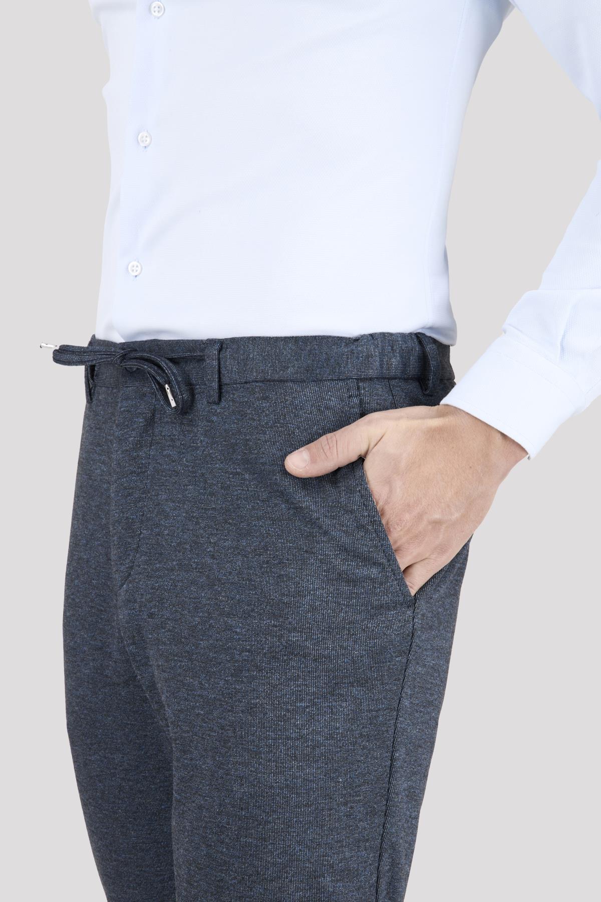 Erkek Slim Fit Mono Yaka Petrol Takım Elbise