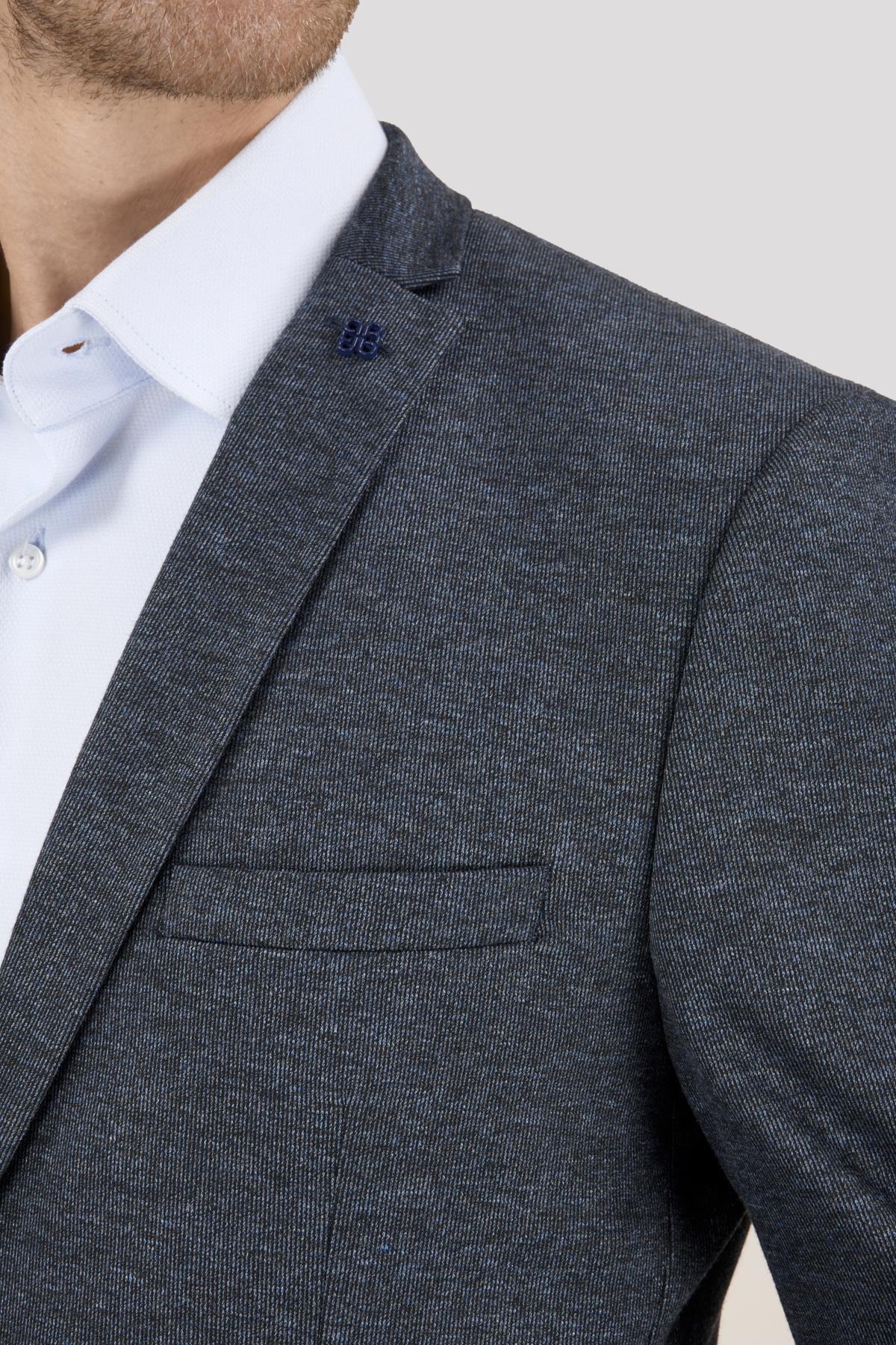 Erkek Slim Fit Mono Yaka Petrol Takım Elbise
