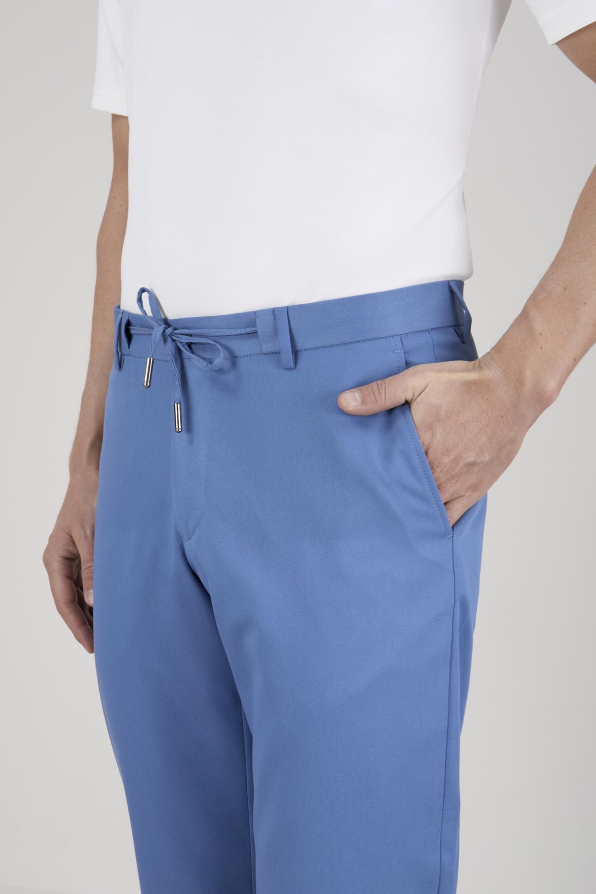Erkek Slim Fit Mono Yaka Yarım Astar Açık Petrol Takım Elbise