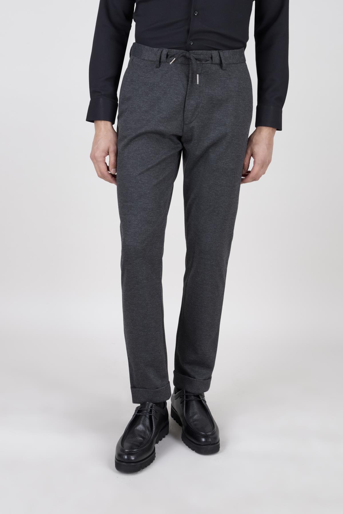 Erkek Slim Fit Mono Yaka Yarım Astar Antrasit Takım Elbise