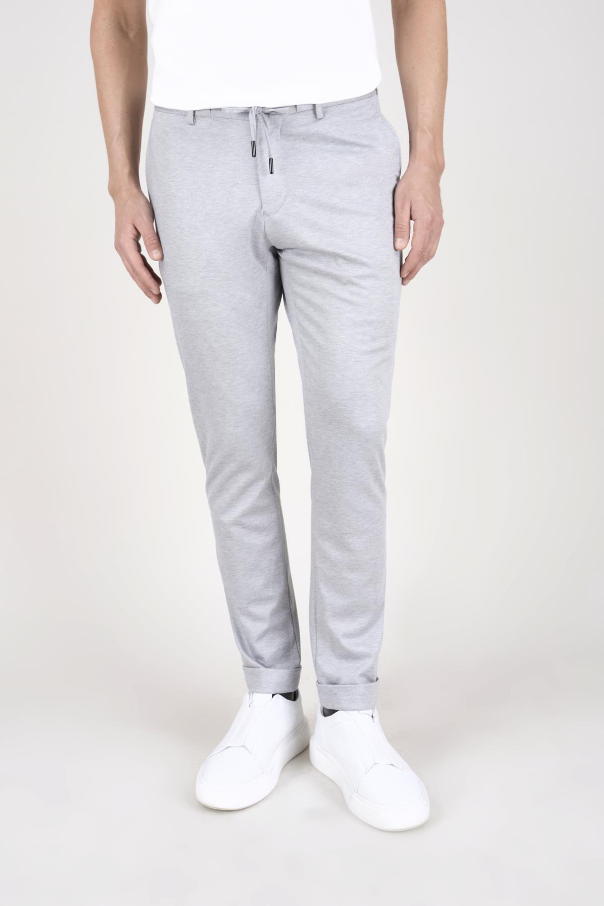 Erkek Slim Fit Mono Yaka Yarım Astar Açık Gri Takım Elbise