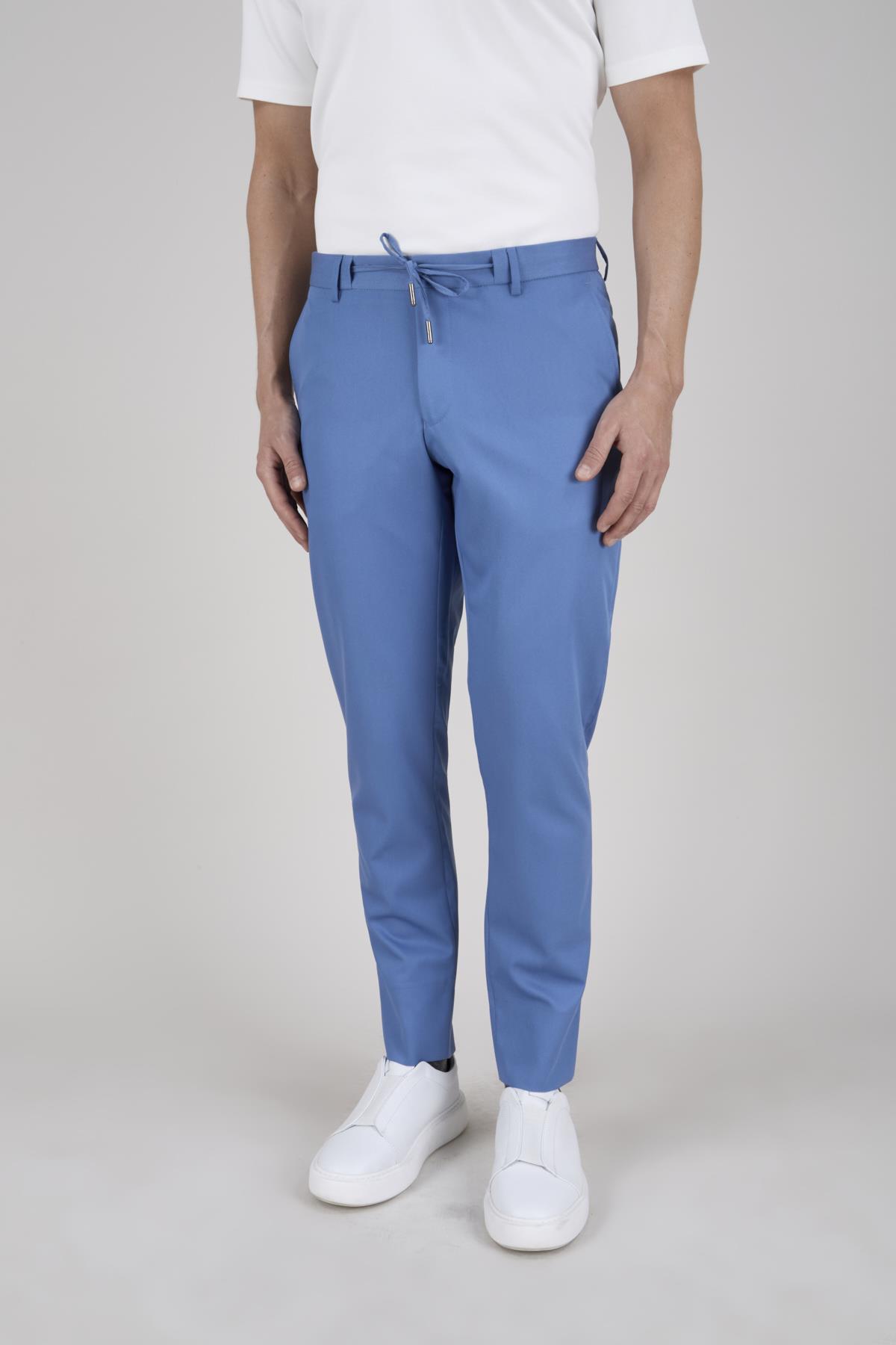 Erkek Slim Fit Mono Yaka Yarım Astar Açık Petrol Takım Elbise