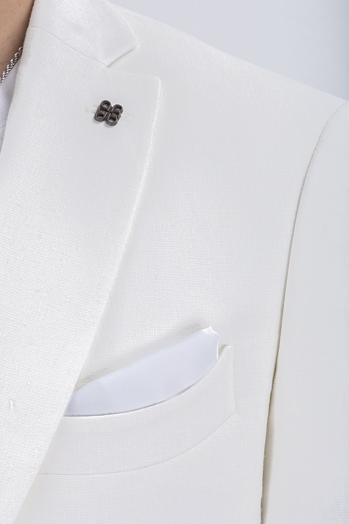 Erkek Slim Fit Mono Yaka Yarım Astar Kemik Takım Elbise