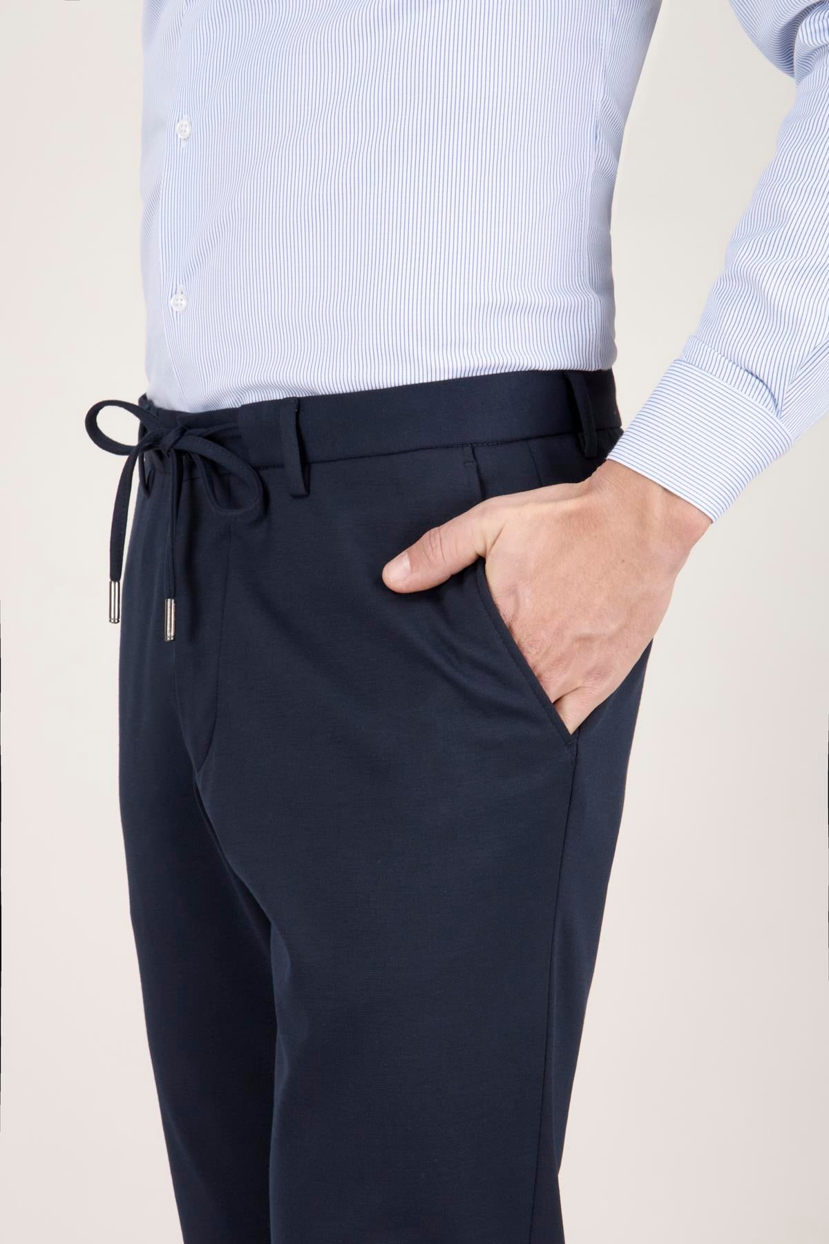 Erkek Slim Fit Mono Yaka Yarım Astar Lacivert Takım Elbise