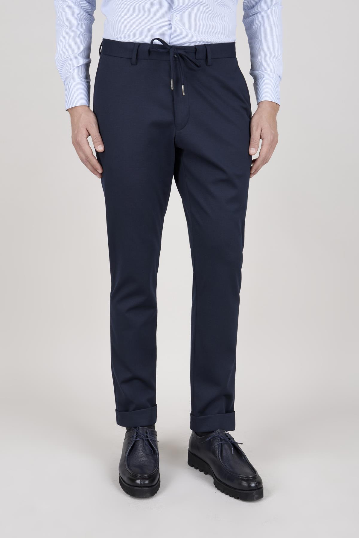 Erkek Slim Fit Mono Yaka Yarım Astar Lacivert Takım Elbise