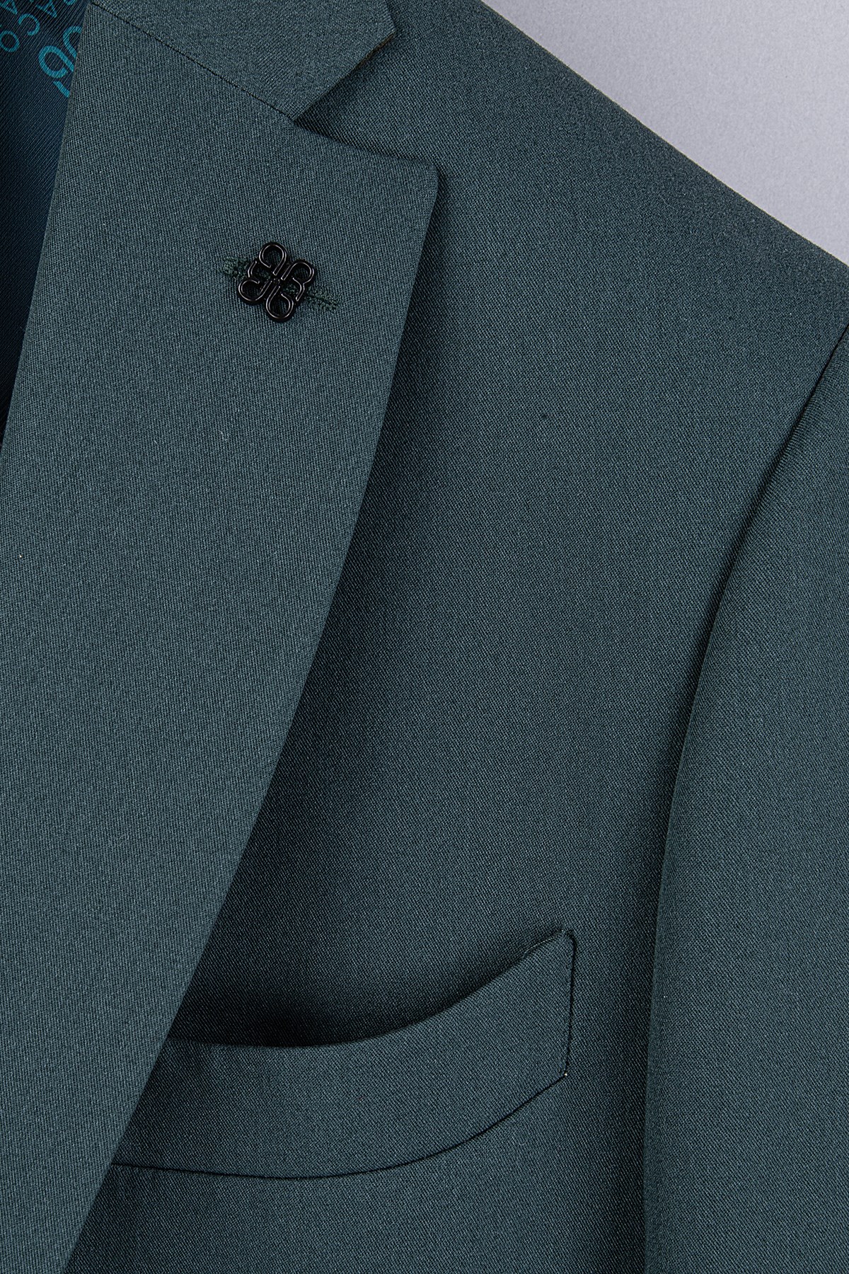 Erkek Slim Fit Mono Yaka Yarım Astar Yeşil Takım Elbise