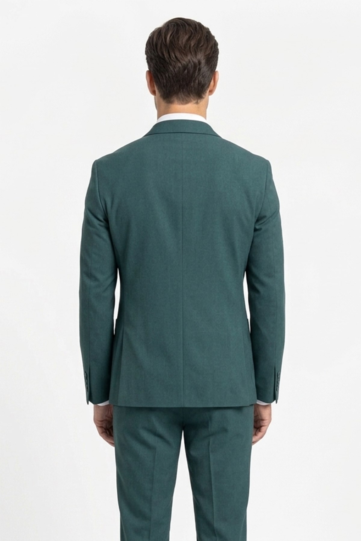 Erkek Slim Fit Mono Yaka Yarım Astar Yeşil Takım Elbise