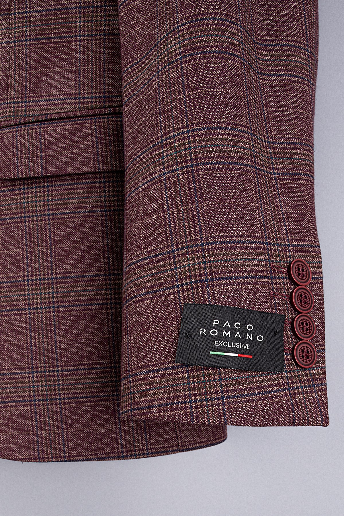 Erkek Slim Fit Sivri Yaka Bordo Ceket