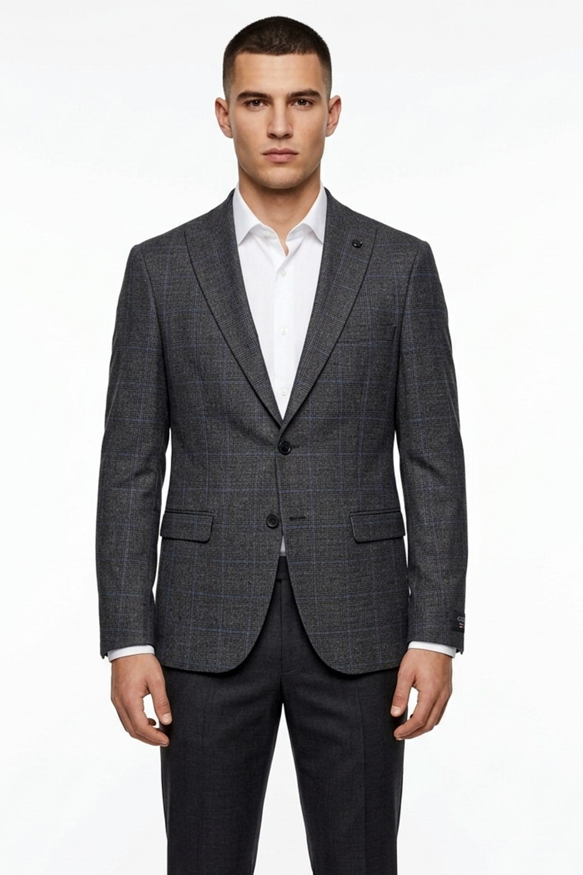 Erkek Slim Fit Sivri Yaka Füme Ceket