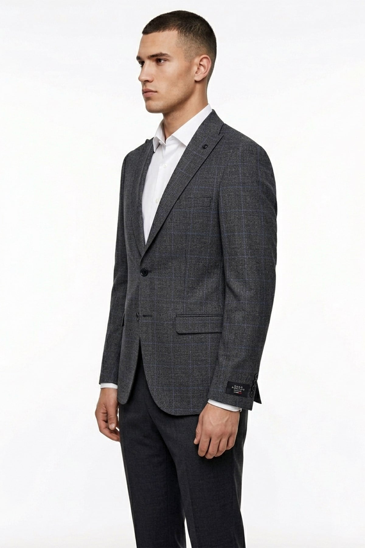Erkek Slim Fit Sivri Yaka Füme Ceket