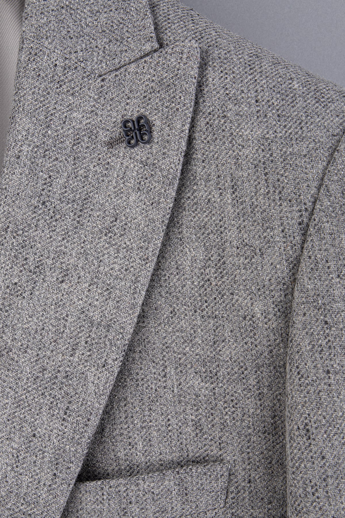 Erkek Slim Fit Sivri Yaka Gri Ceket