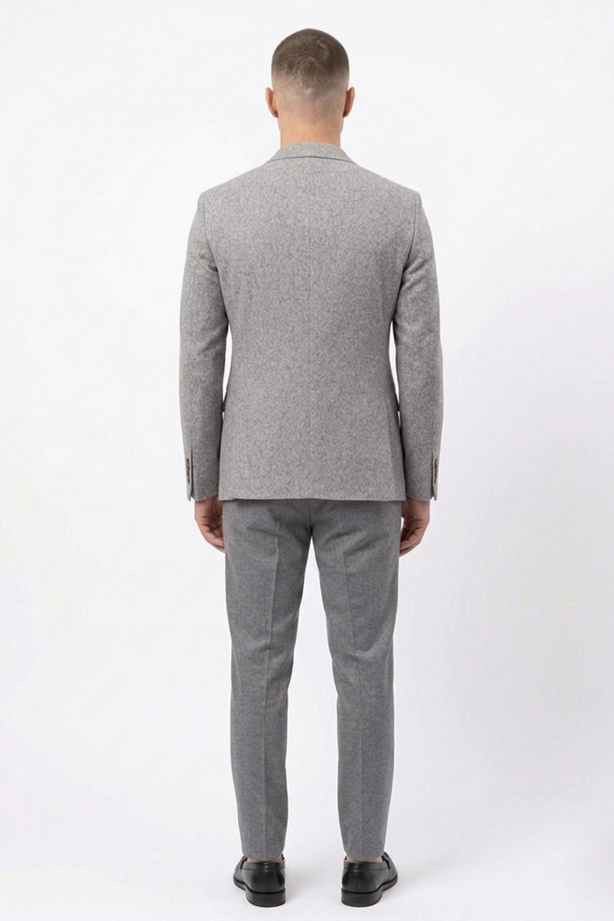 Erkek Slim Fit Sivri Yaka Gri Ceket