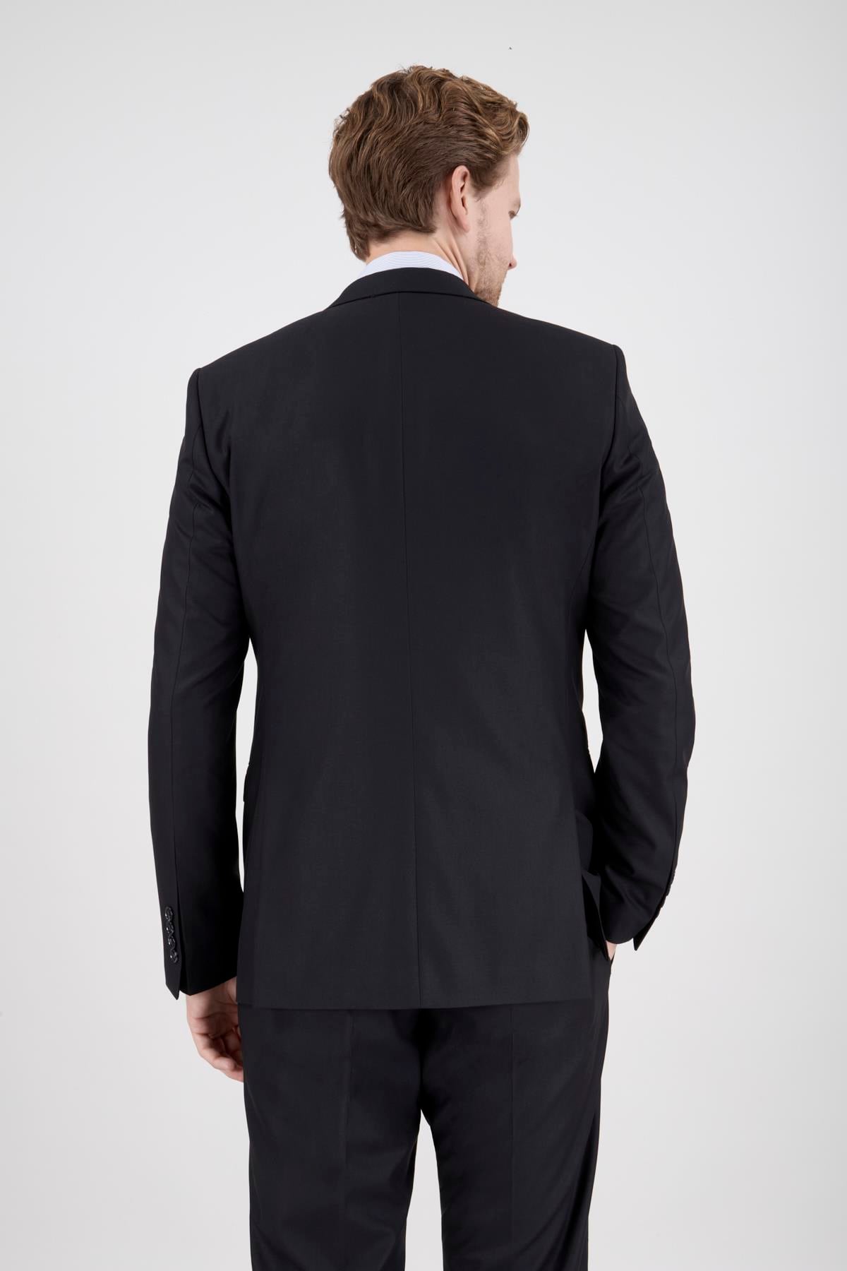 Erkek Slim Fit Sivri Yaka Siyah 8 Drop Yelekli Takım Elbise
