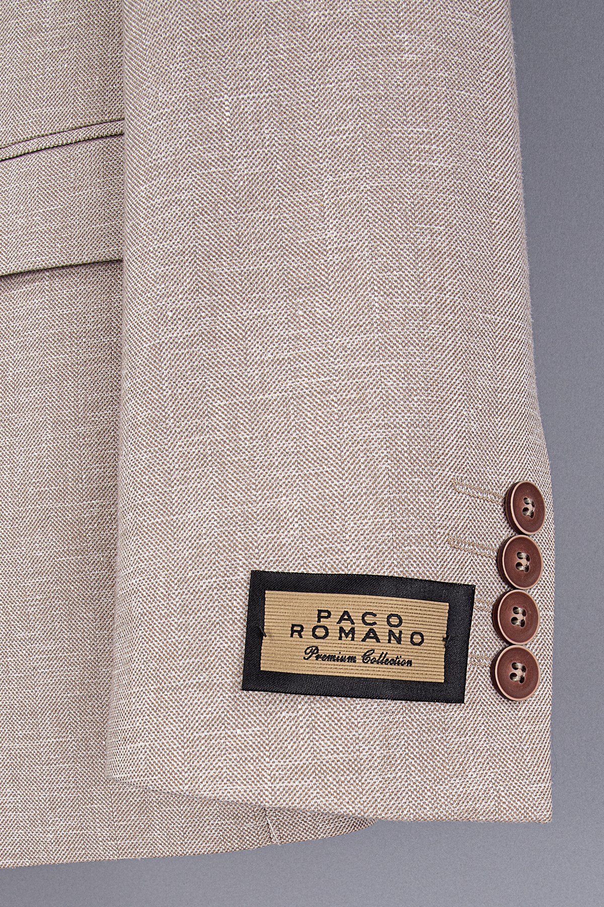 Erkek Slim Fit Sivri Yaka Yarım Astar Bej Ceket