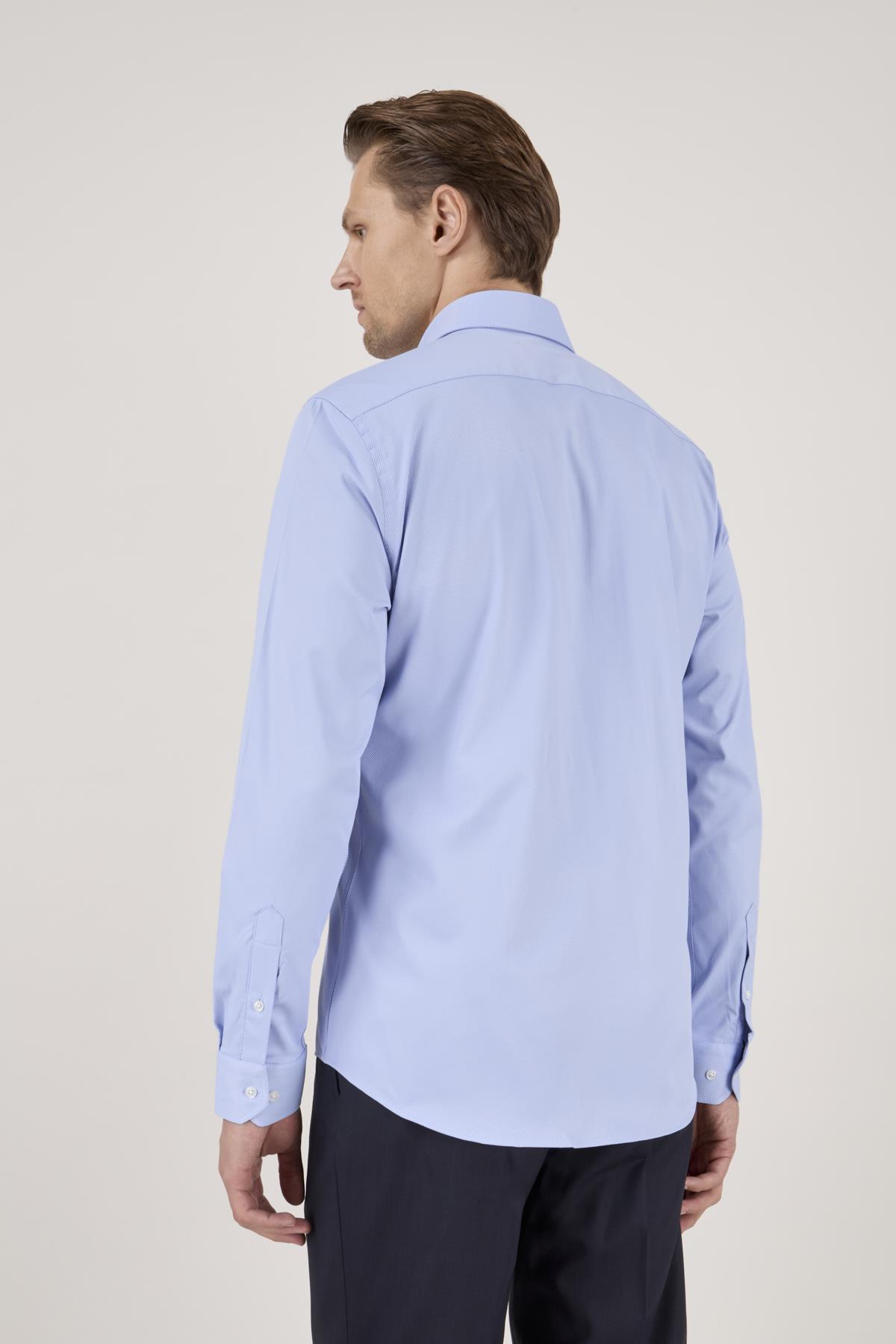 Erkek Slim Fit Mavi Gömlek