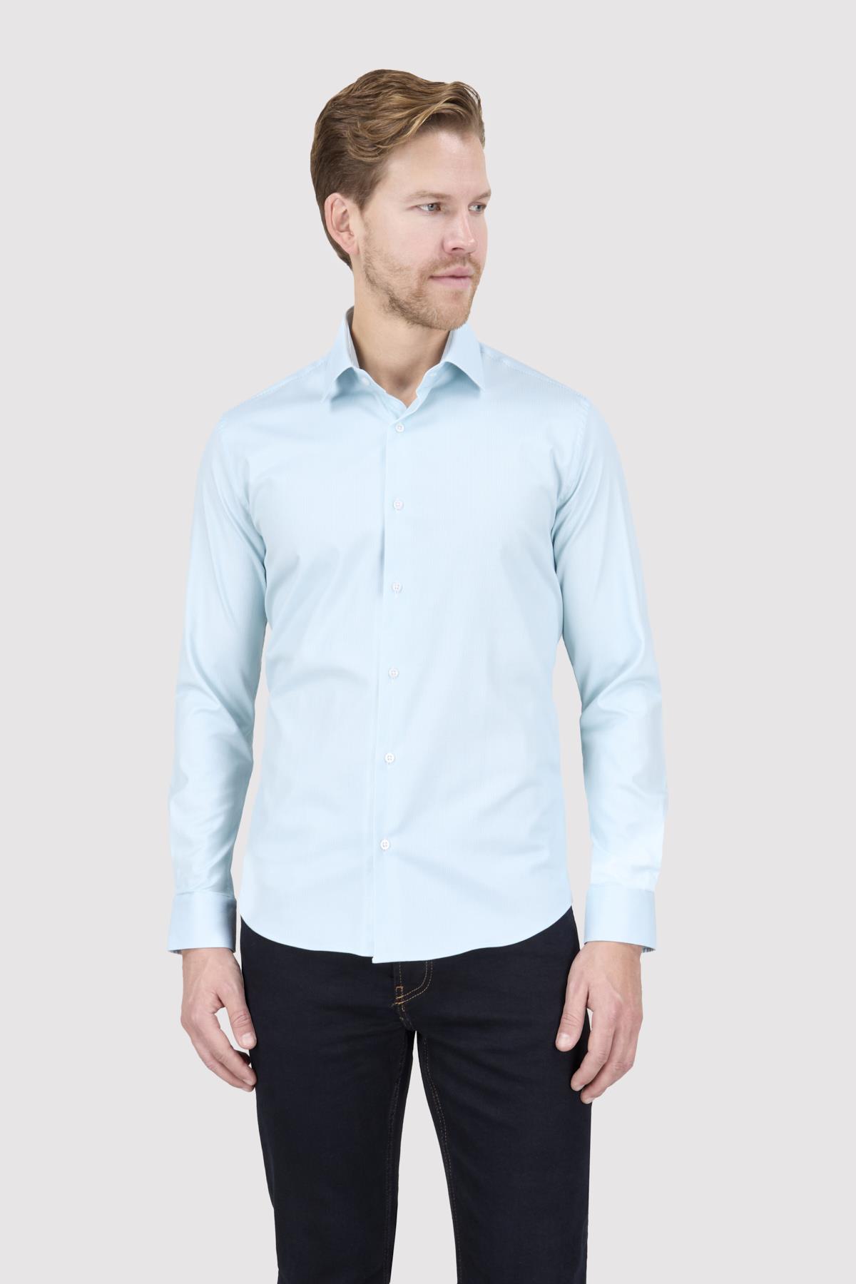 Erkek Slim Fit Fıstık Yeşili Gömlek