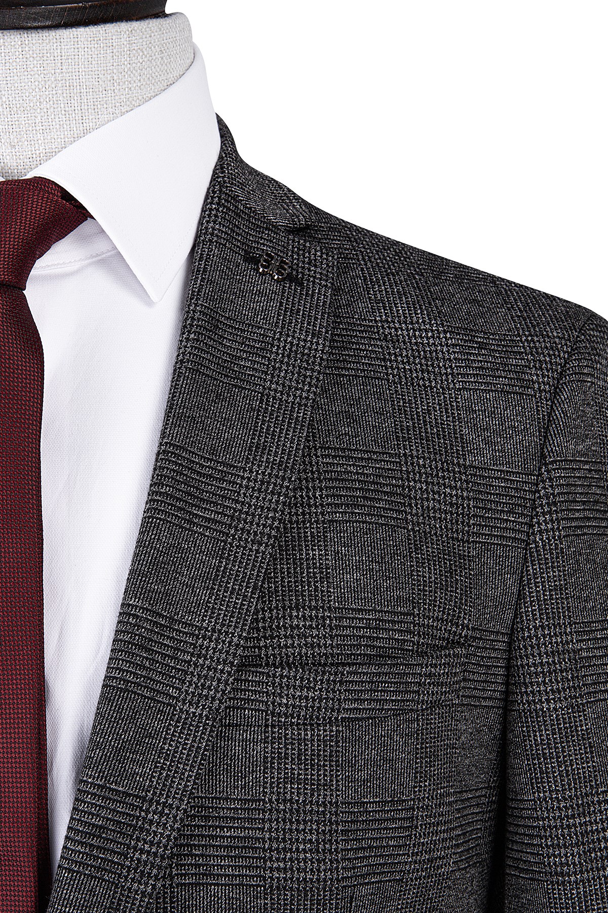 Erkek Slim Fit Mono Yaka Füme Takım Elbise