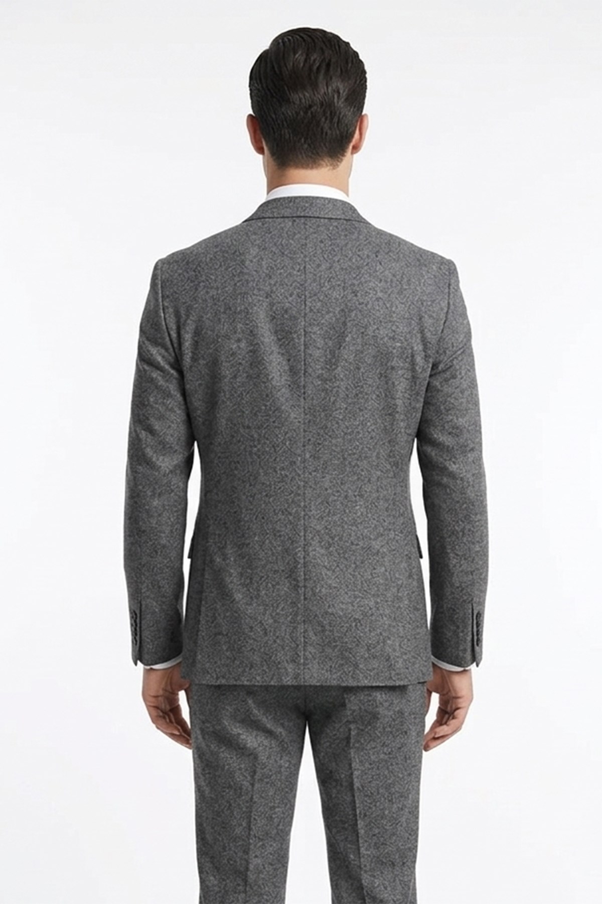 Erkek Slim Fit Mono Yaka Füme Takım Elbise