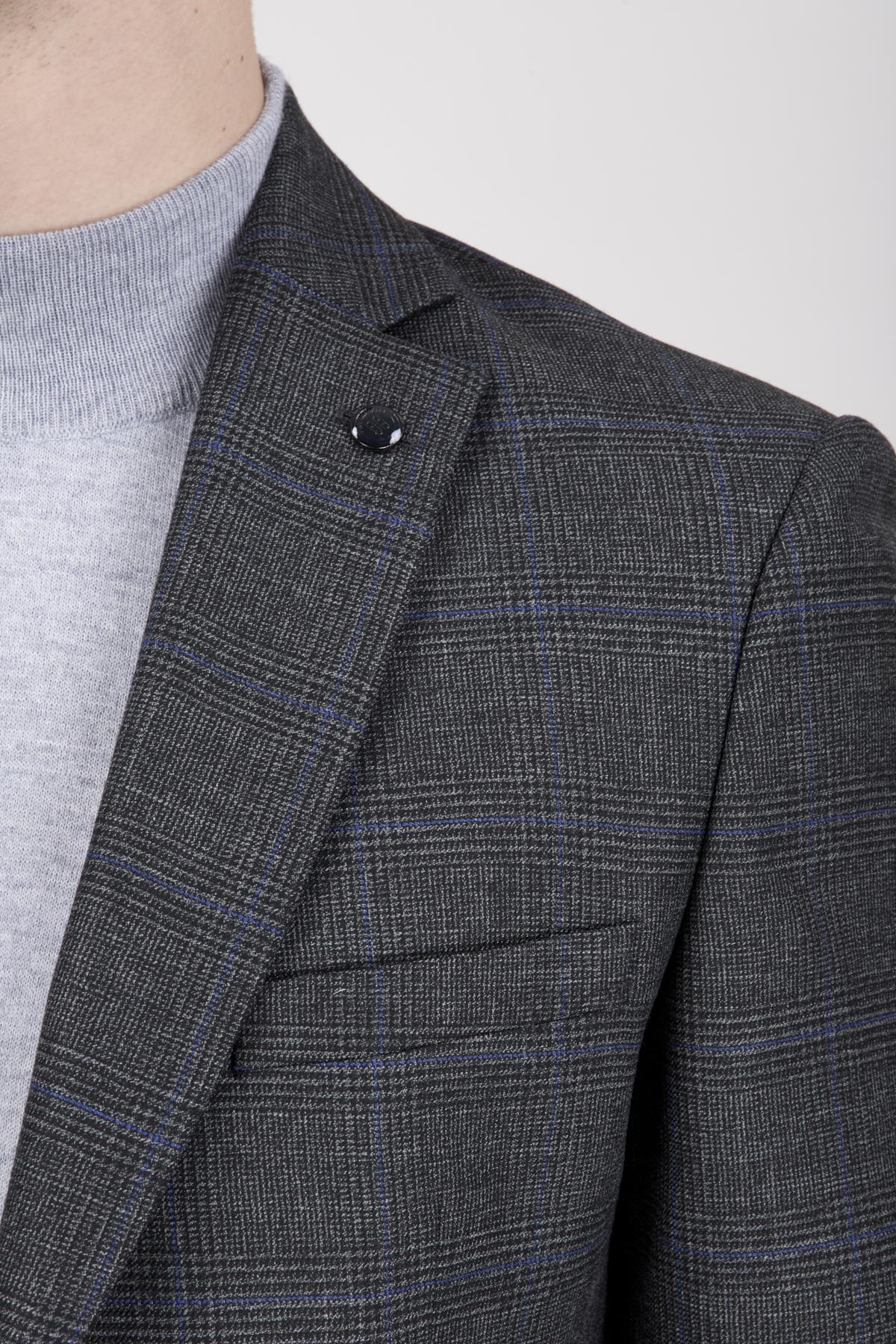 Erkek Slim Fit Mono Yaka Füme Ceket