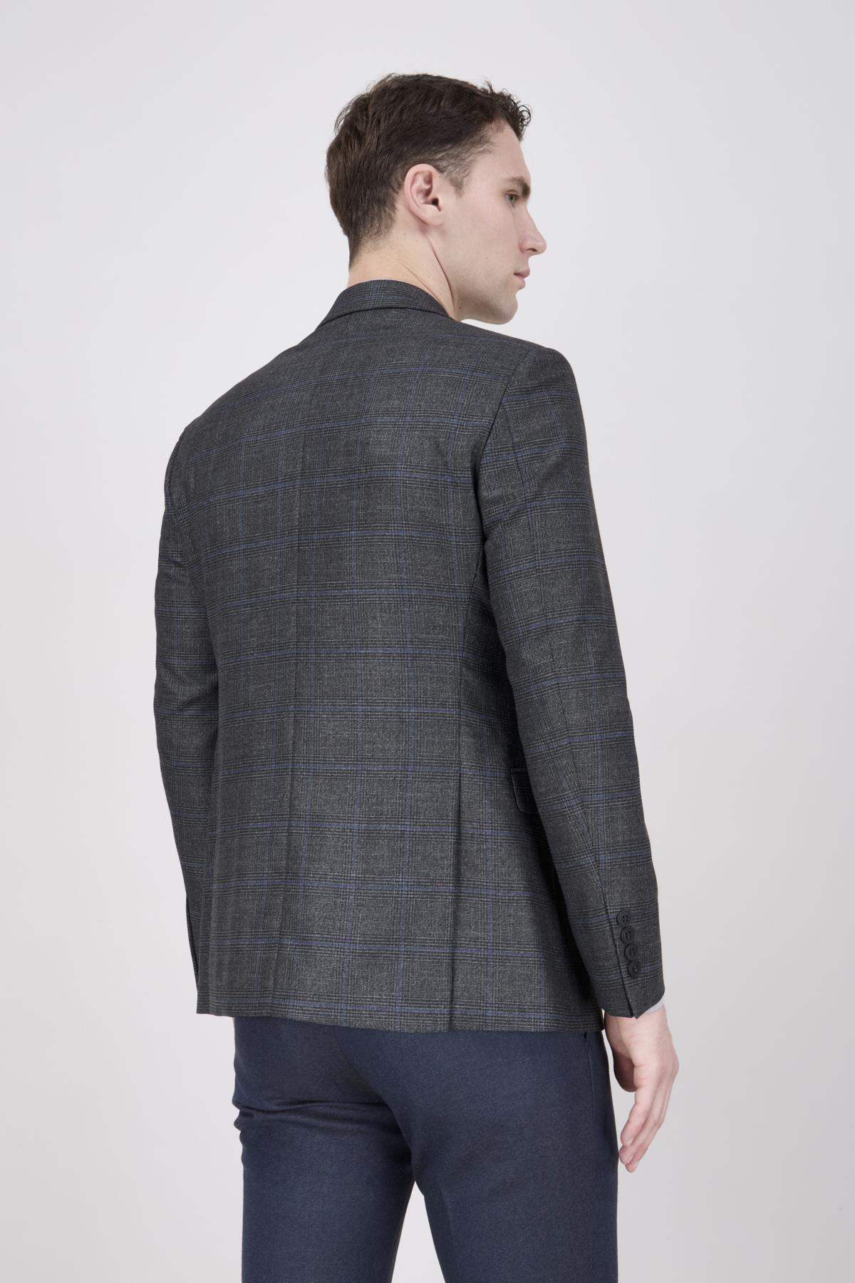 Erkek Slim Fit Mono Yaka Füme Ceket