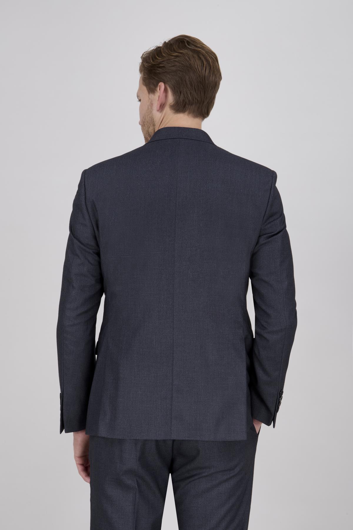 Erkek Slim Fit Sivri Yaka Füme Yelekli Takım Elbise