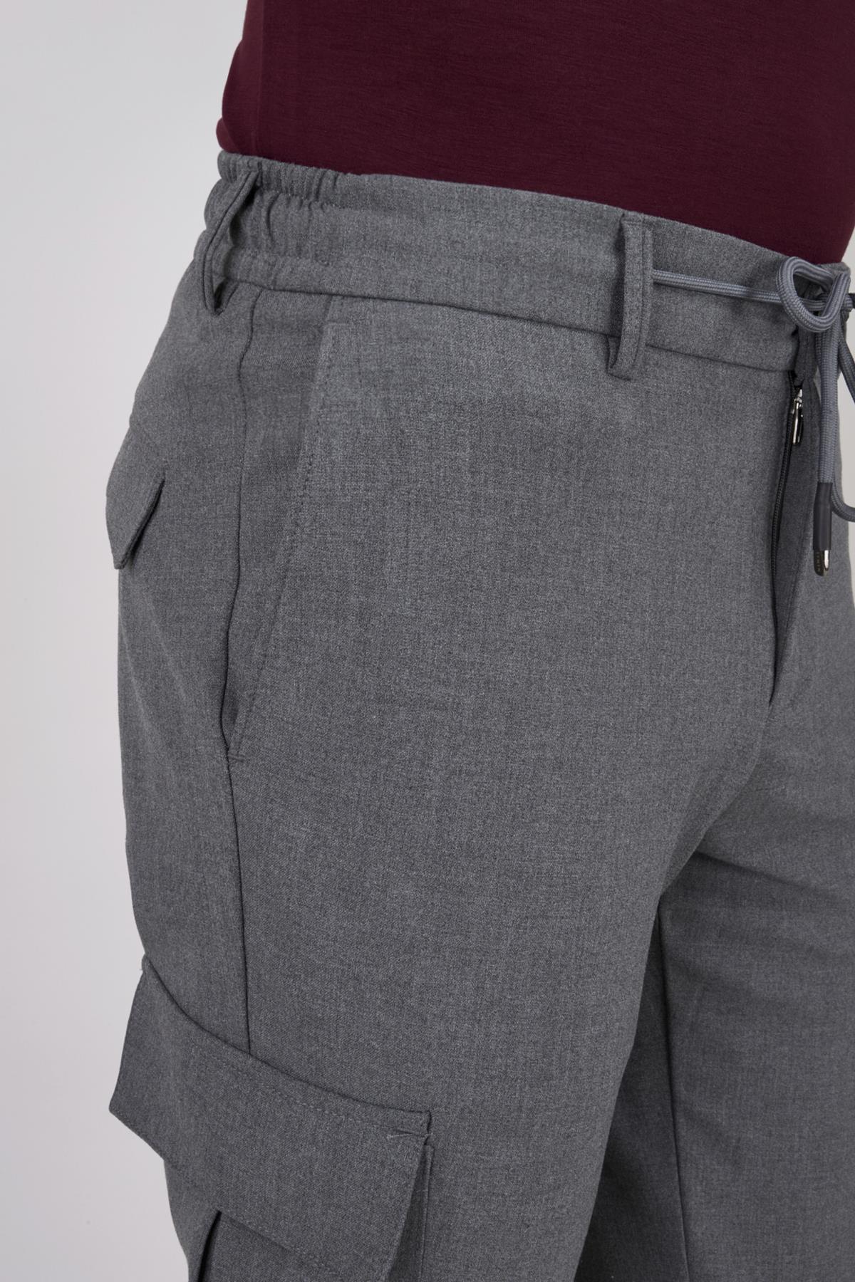 Erkek Gri Kargo Pantolon