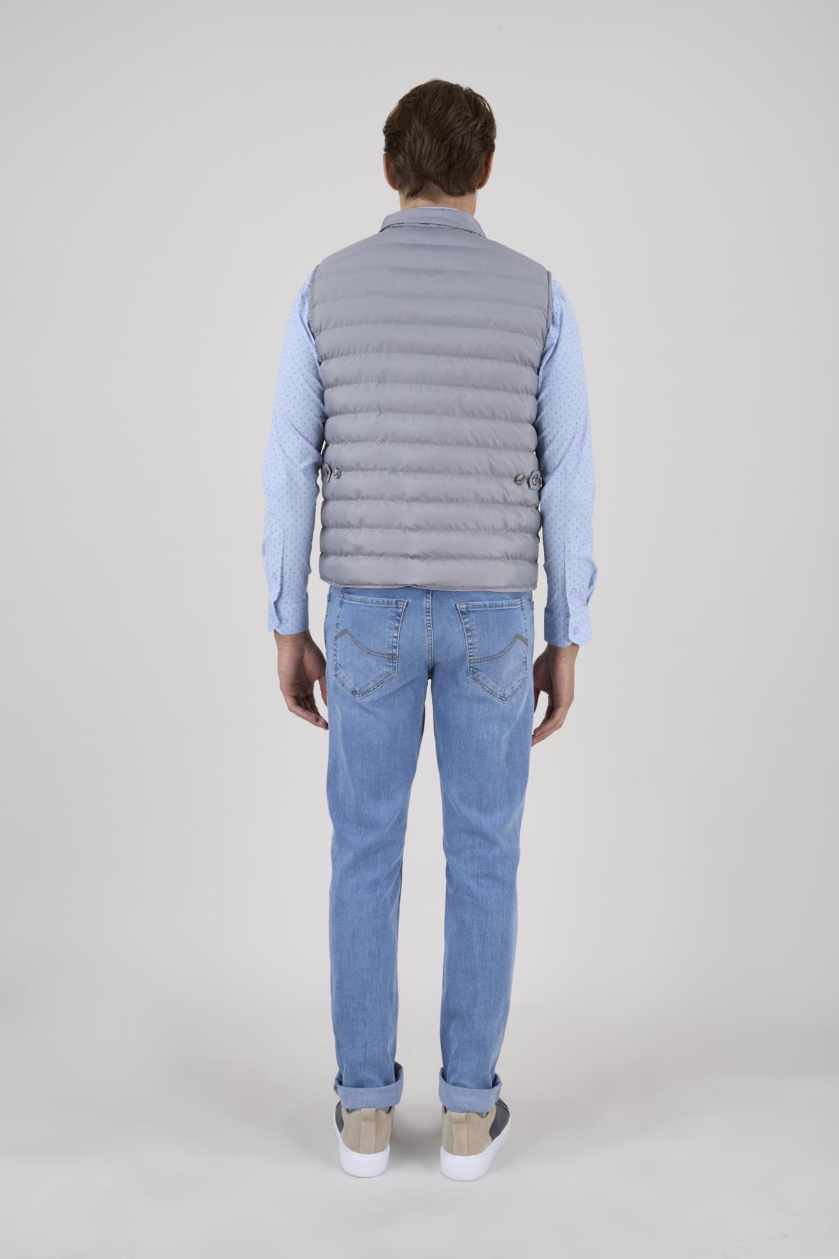 Erkek Gri Kapitone Şişme Yelek