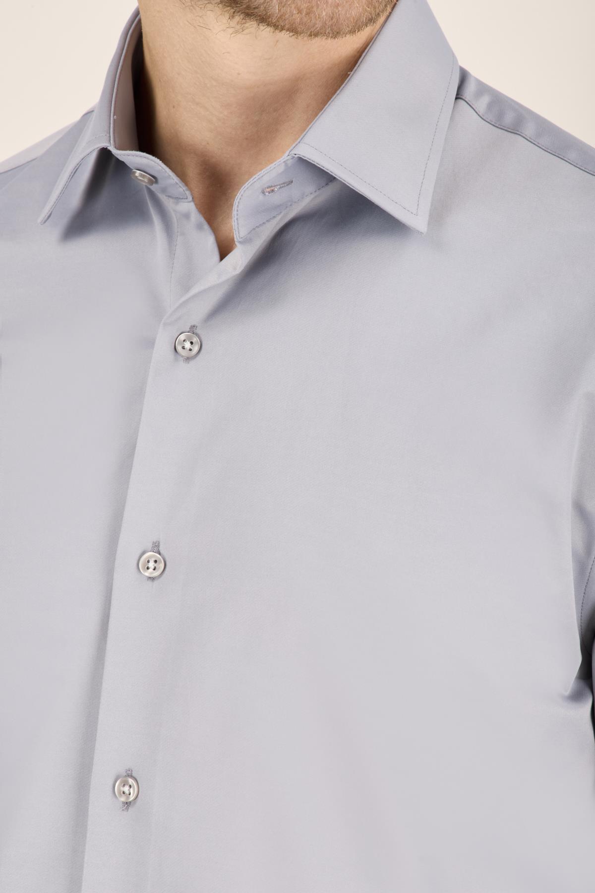 Erkek Gri Slim Fit Gömlek