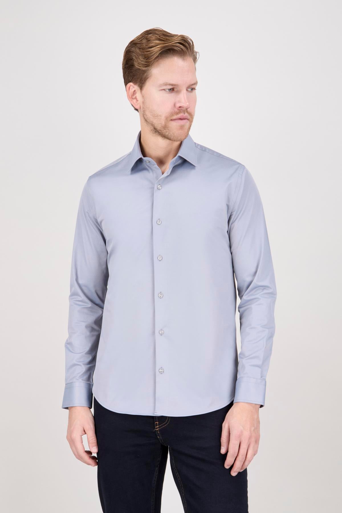Erkek Gri Slim Fit Gömlek