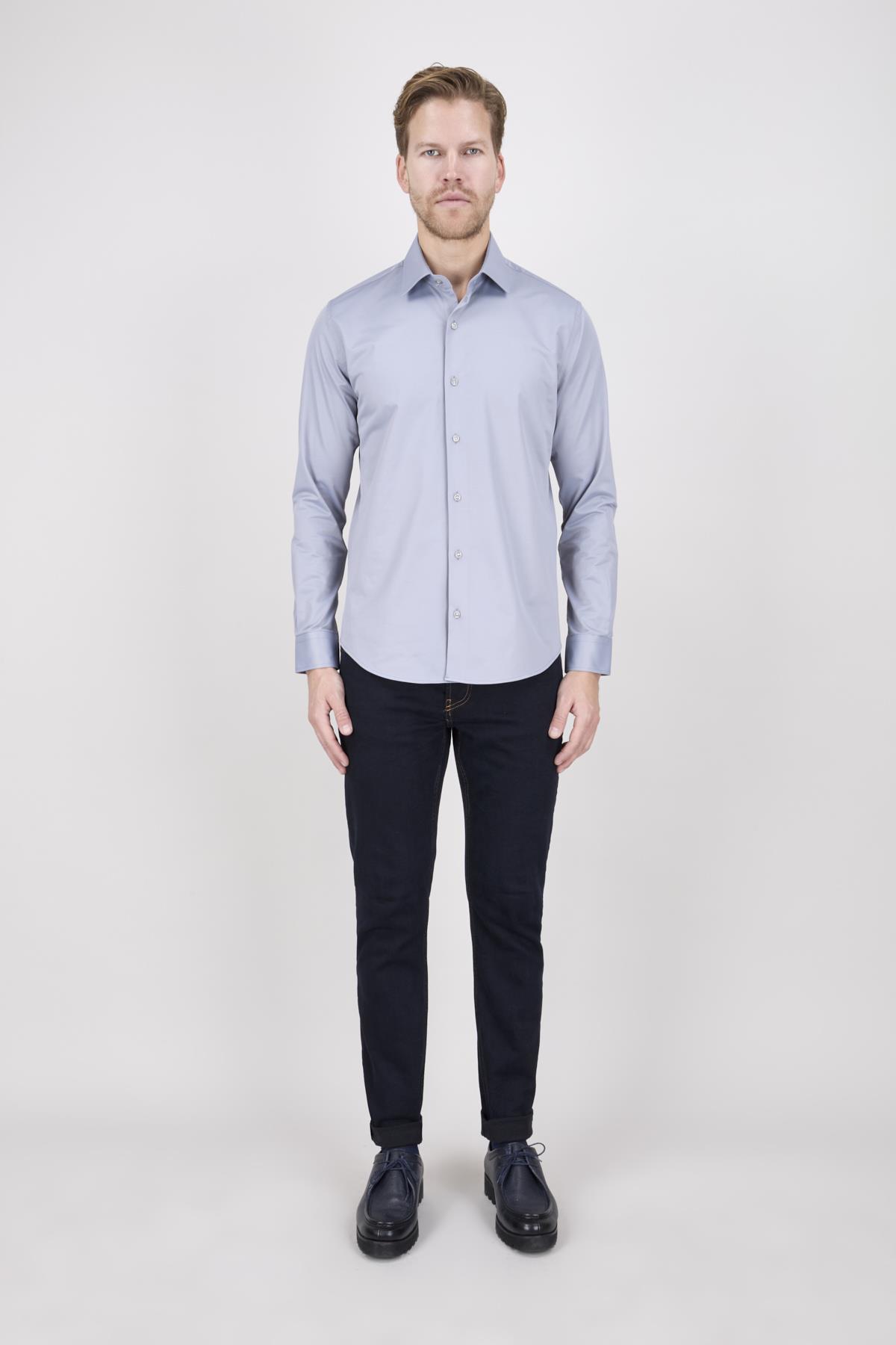 Erkek Gri Slim Fit Gömlek