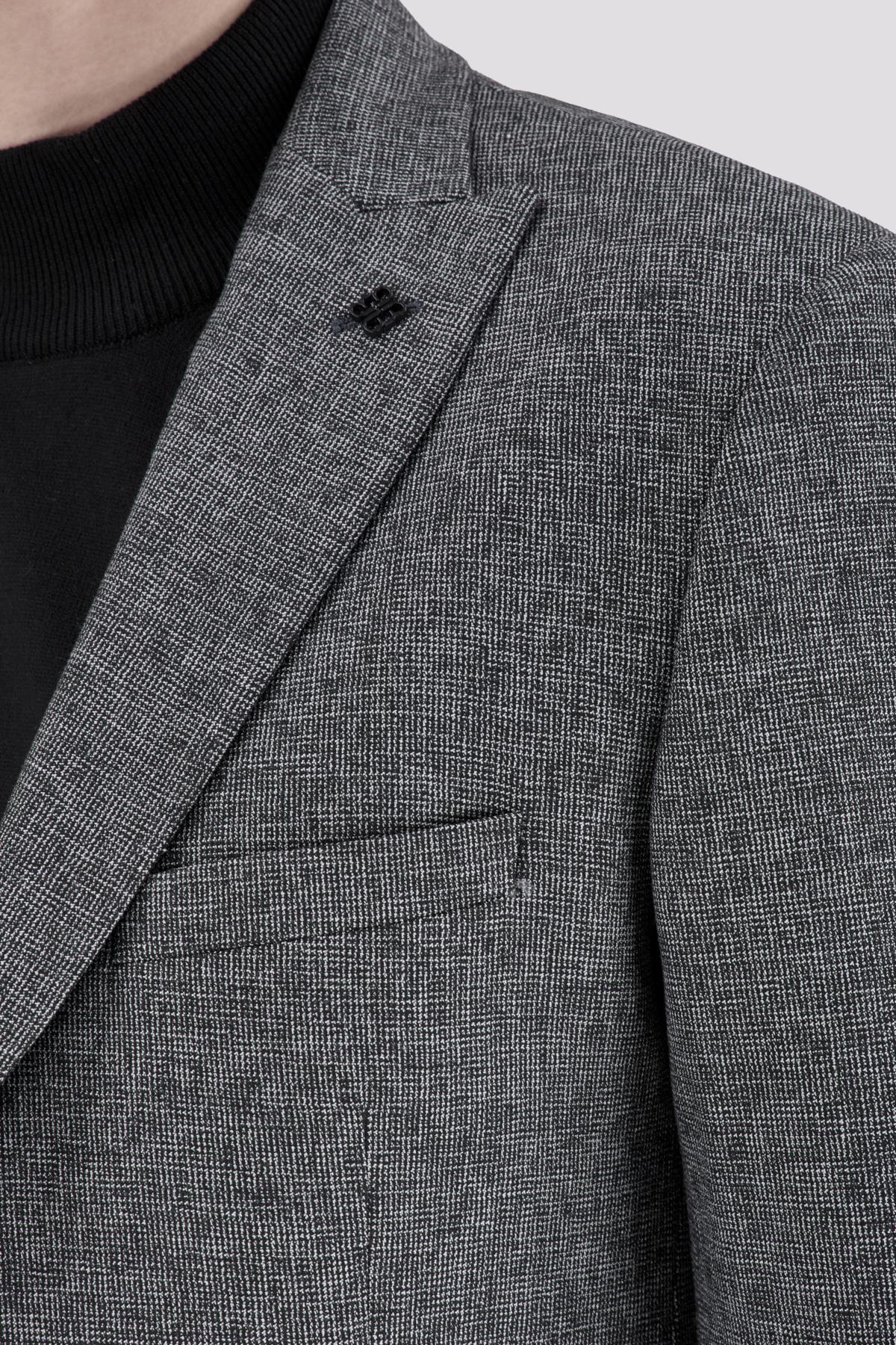 Erkek Slim Fit Sivri Yaka Gri Ceket