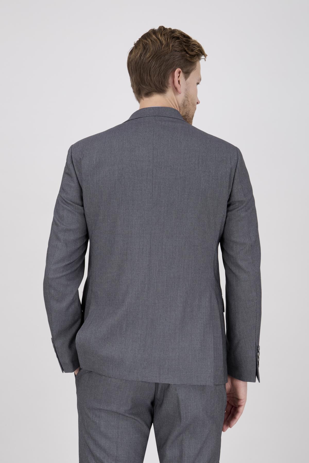 Erkek Slim Fit Sivri Yaka Gri Yelekli Takım Elbise