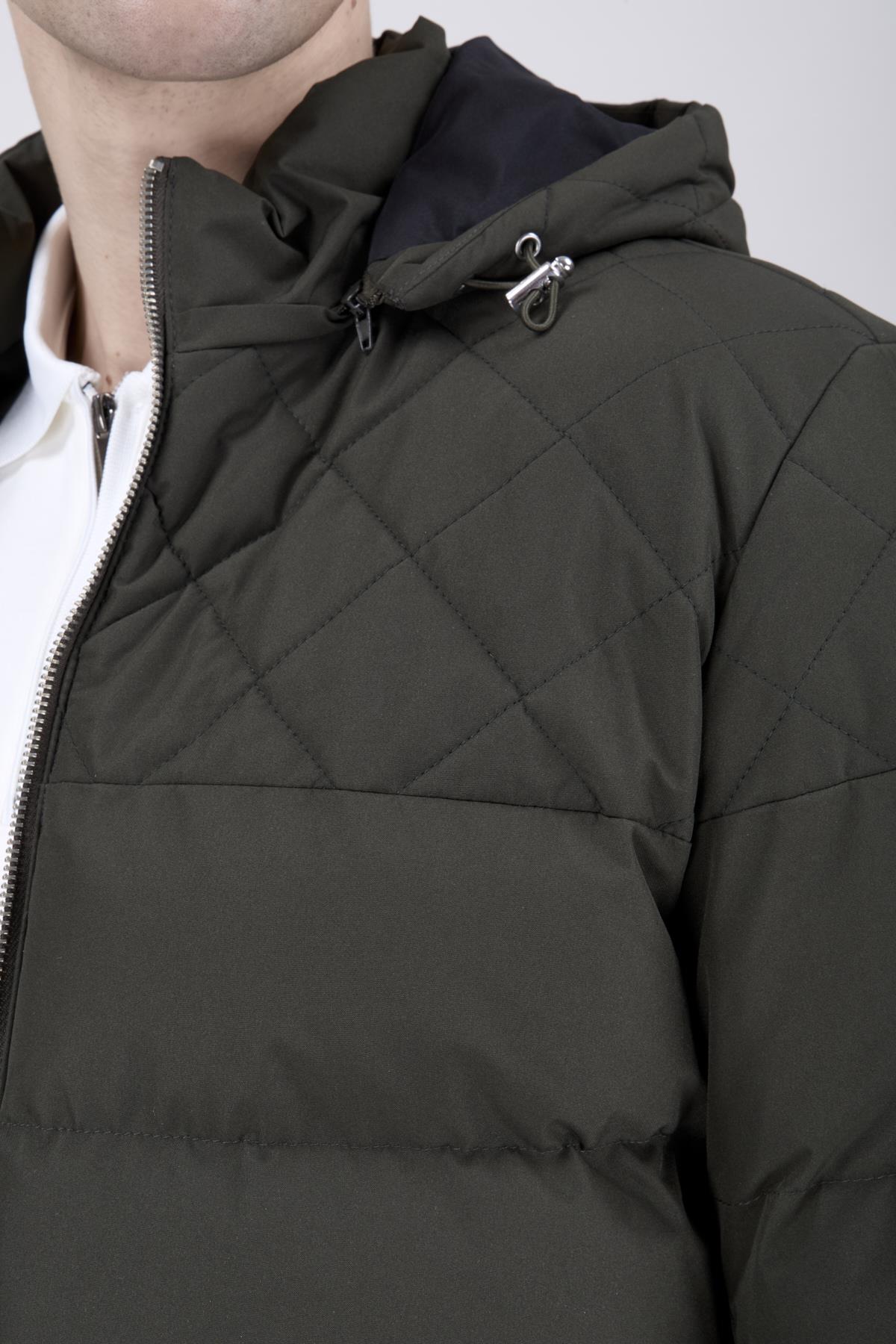 Erkek Kapşonlu Haki Şişme Mont