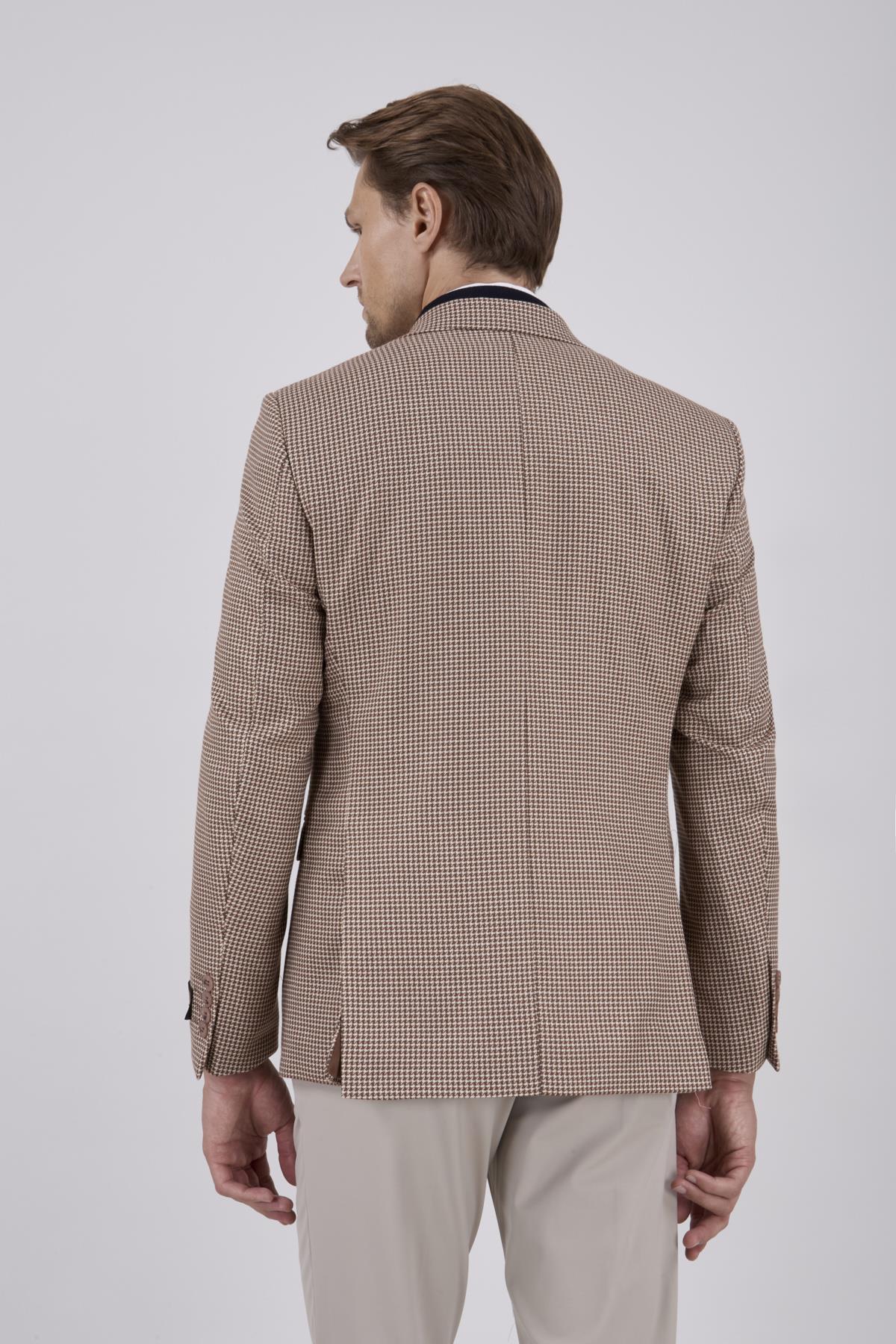 Erkek Slim Fit Mono Yaka Hardal Ceket
