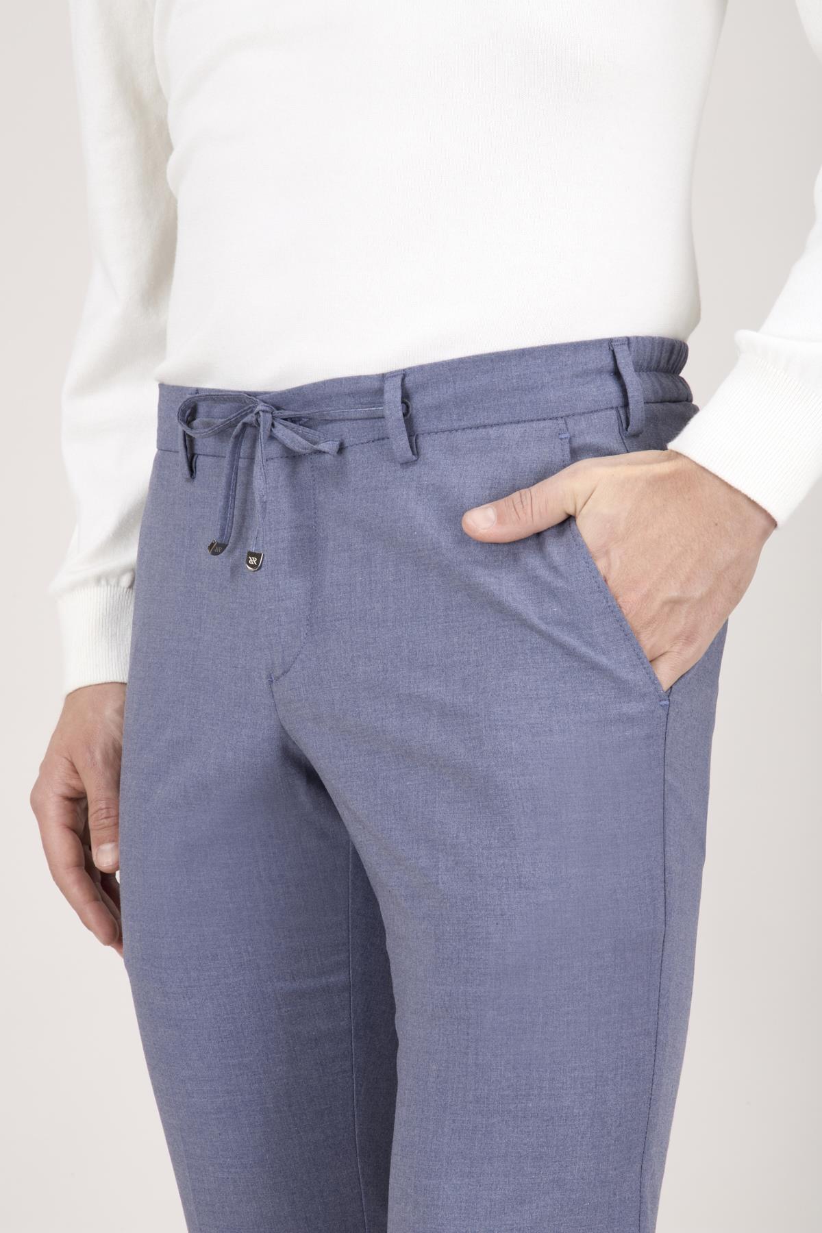 Erkek İndigo Bağcıklı Casual Pantolon